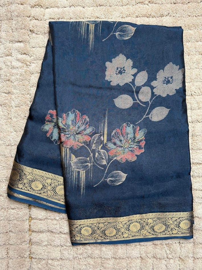 Deep Blue Silk Saree