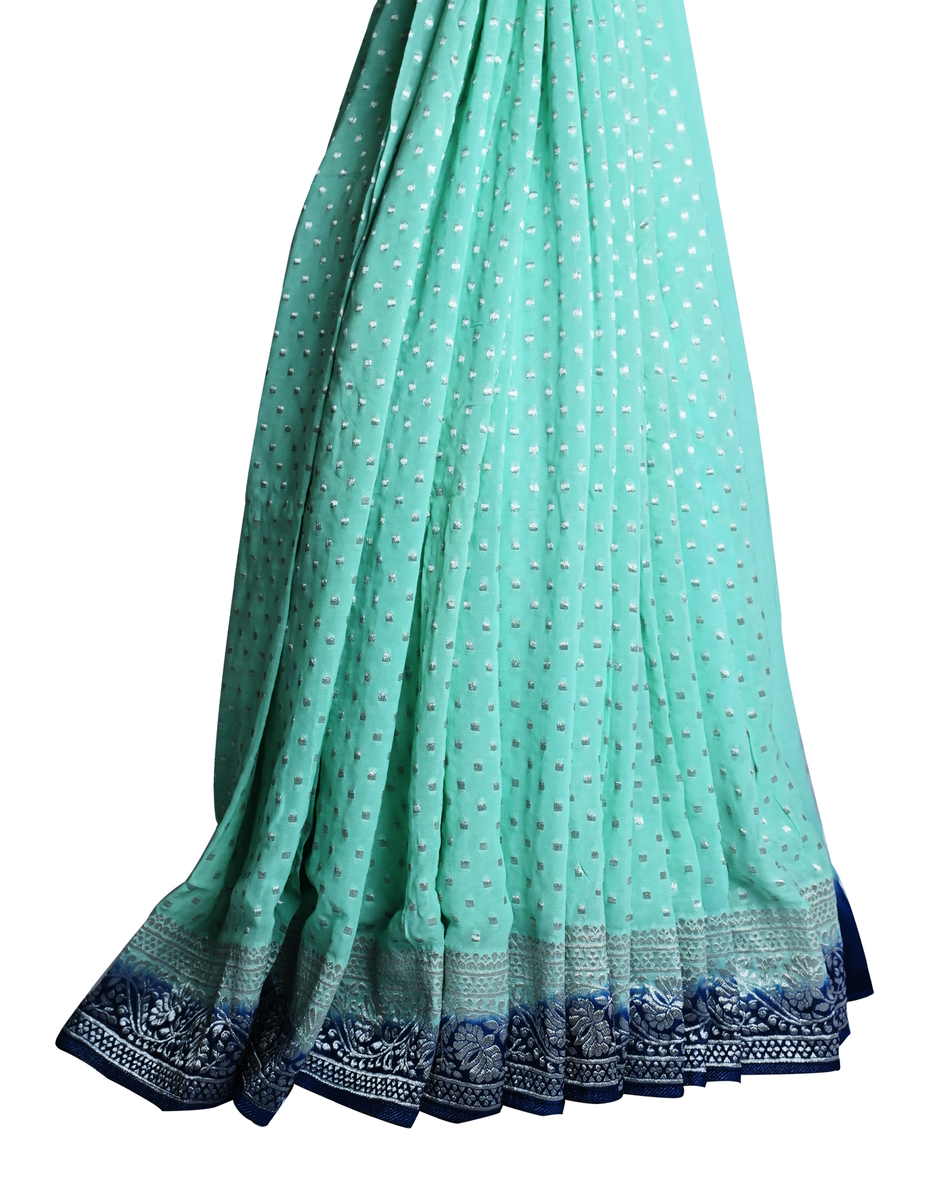 Banarasi Georgette Light Sea Green Buta Saree