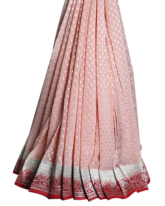Banarasi Georgette Peach Buta Saree