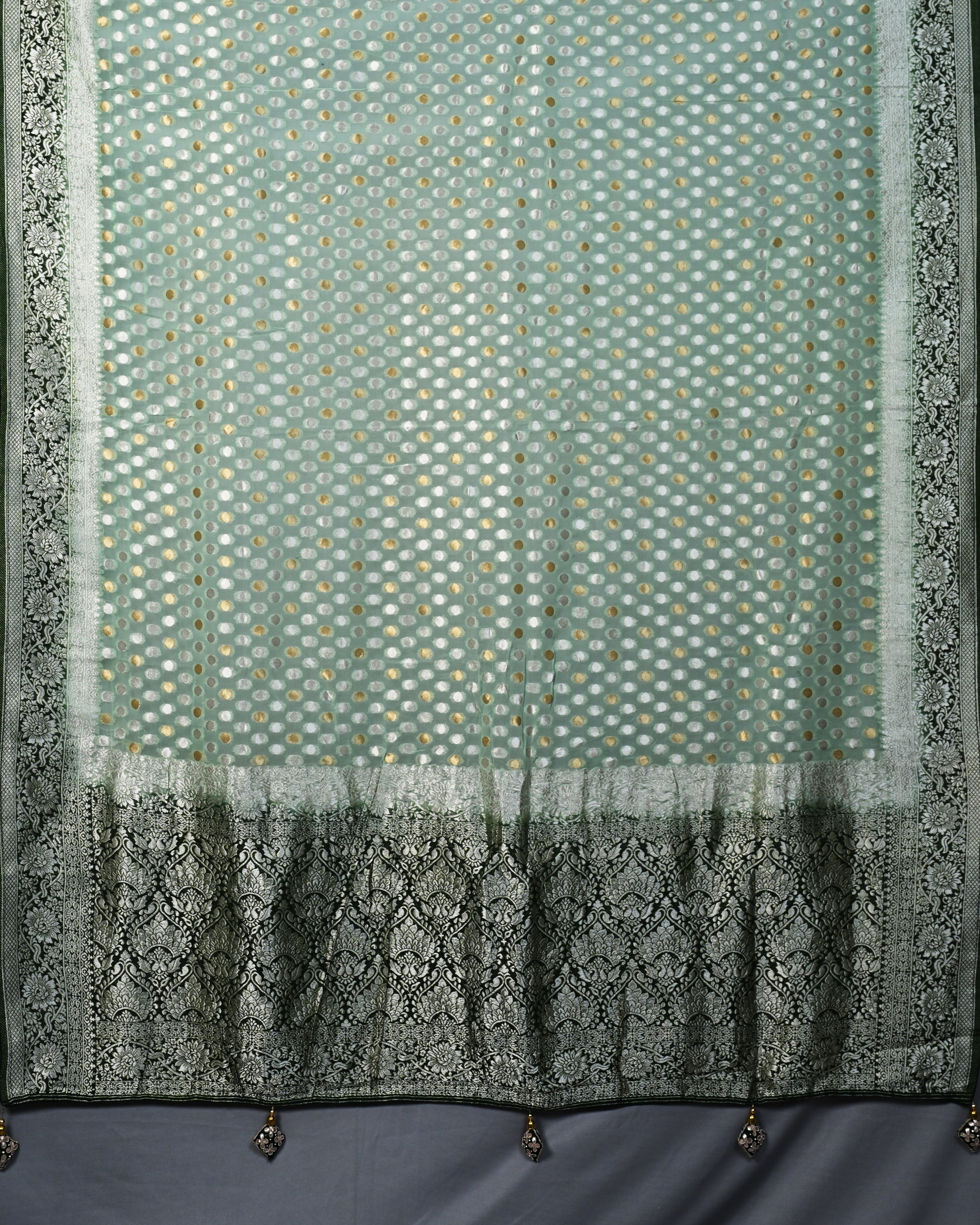 Banarasi Georgette Light Pista Green Buta Saree