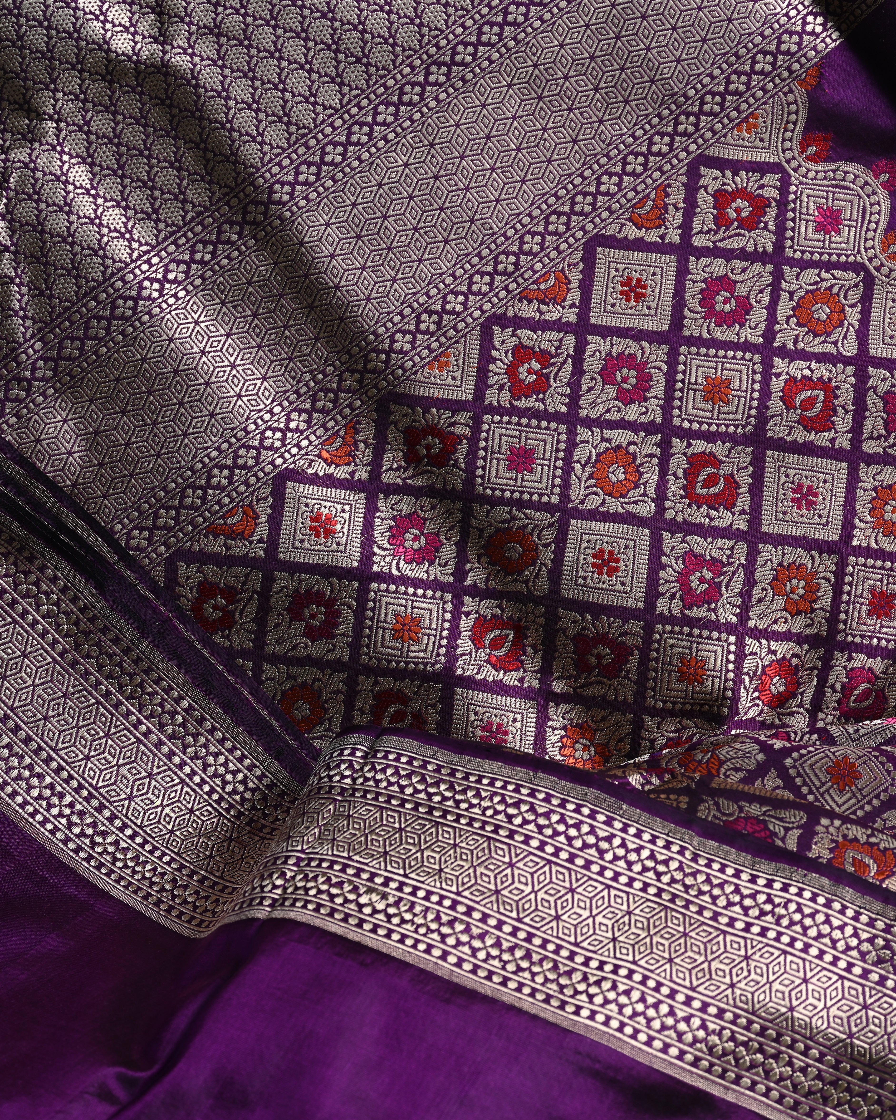 Banarasi Katan Silk Violet Brocade Saree