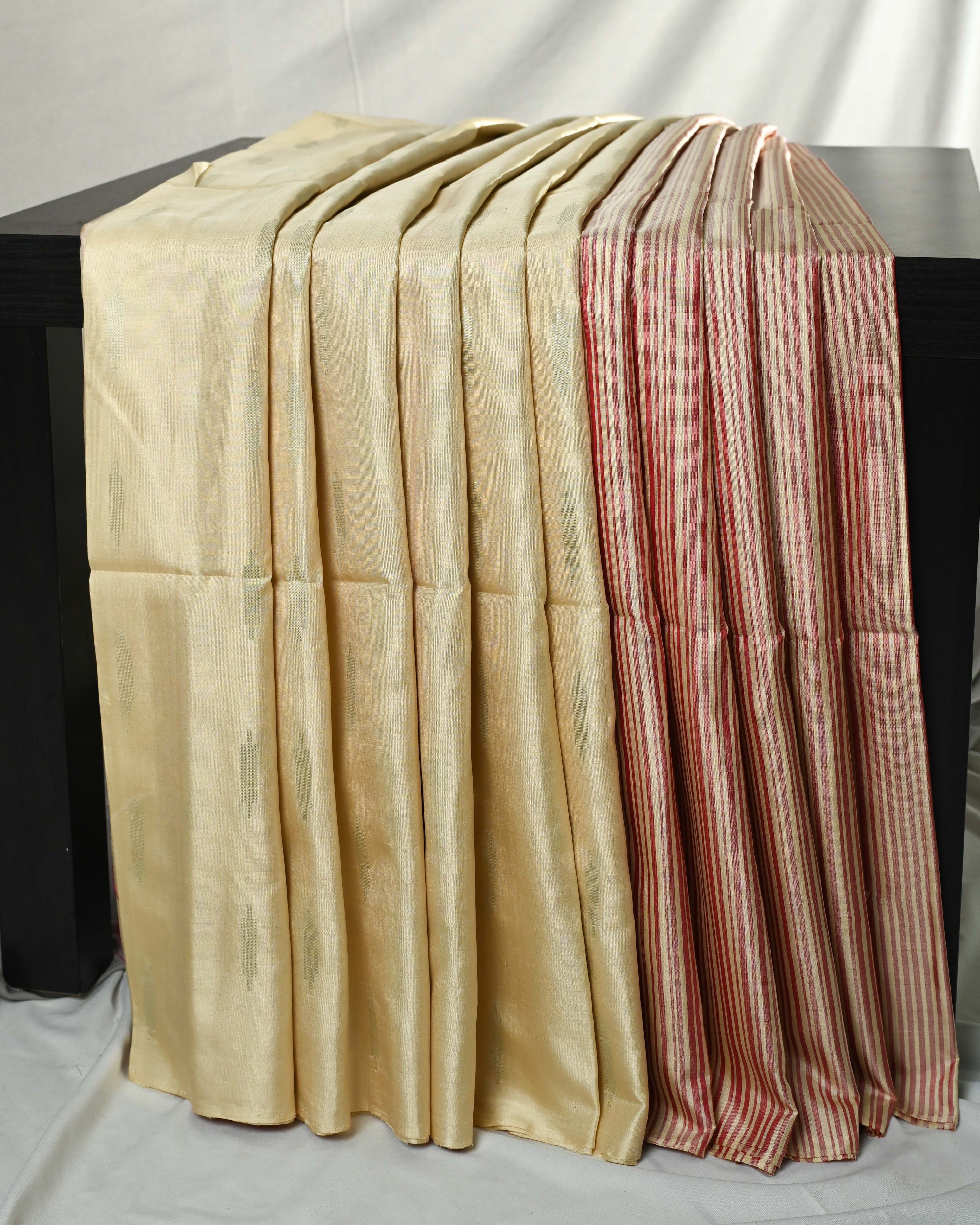 Coimbatore Soft Silk Cream Stripe Saree