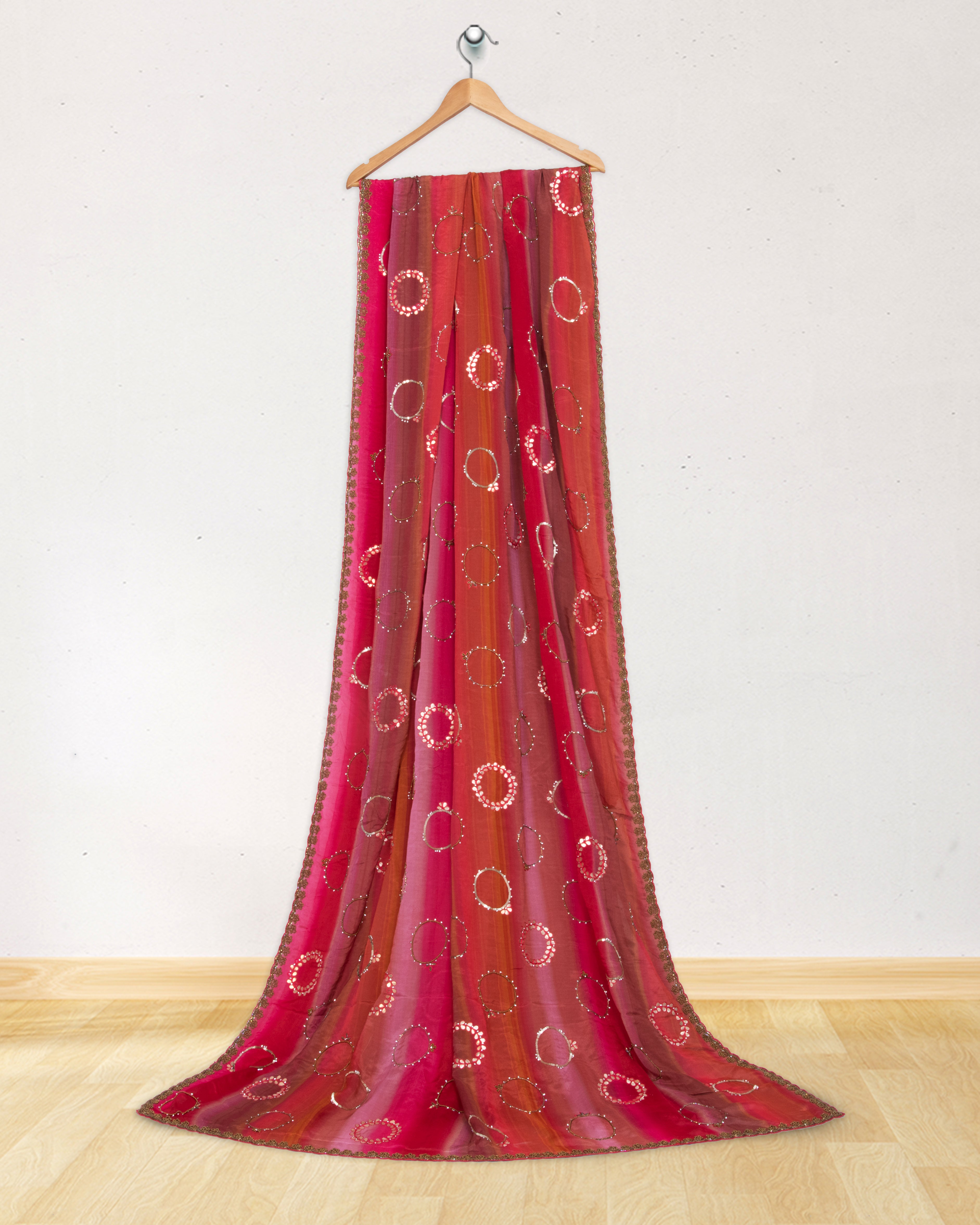 Crepe-Georgette-MultiColour-Embroidery-Saree