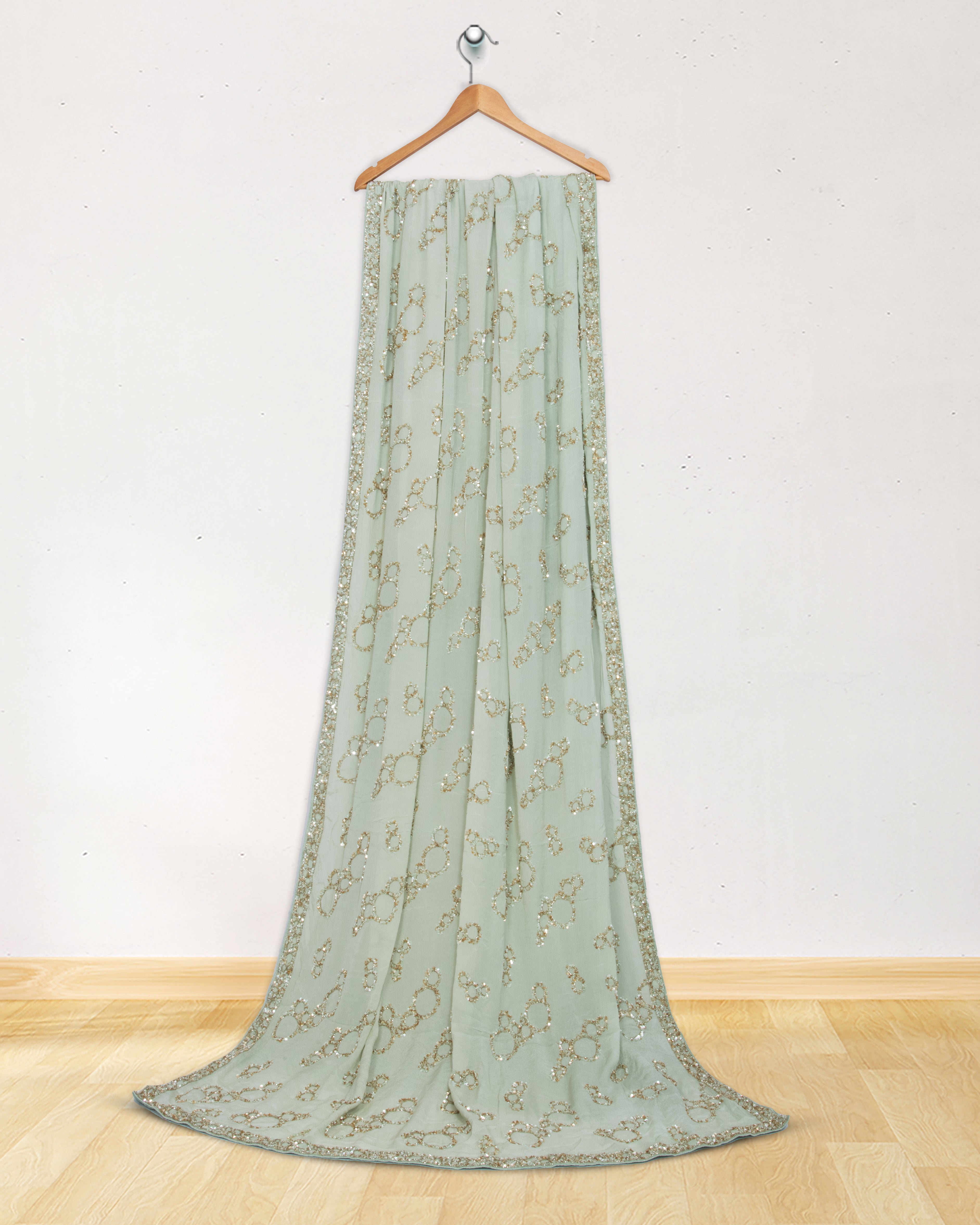 Crepe-Georgette-Pastel-Green-Chip-Embroidery-Saree