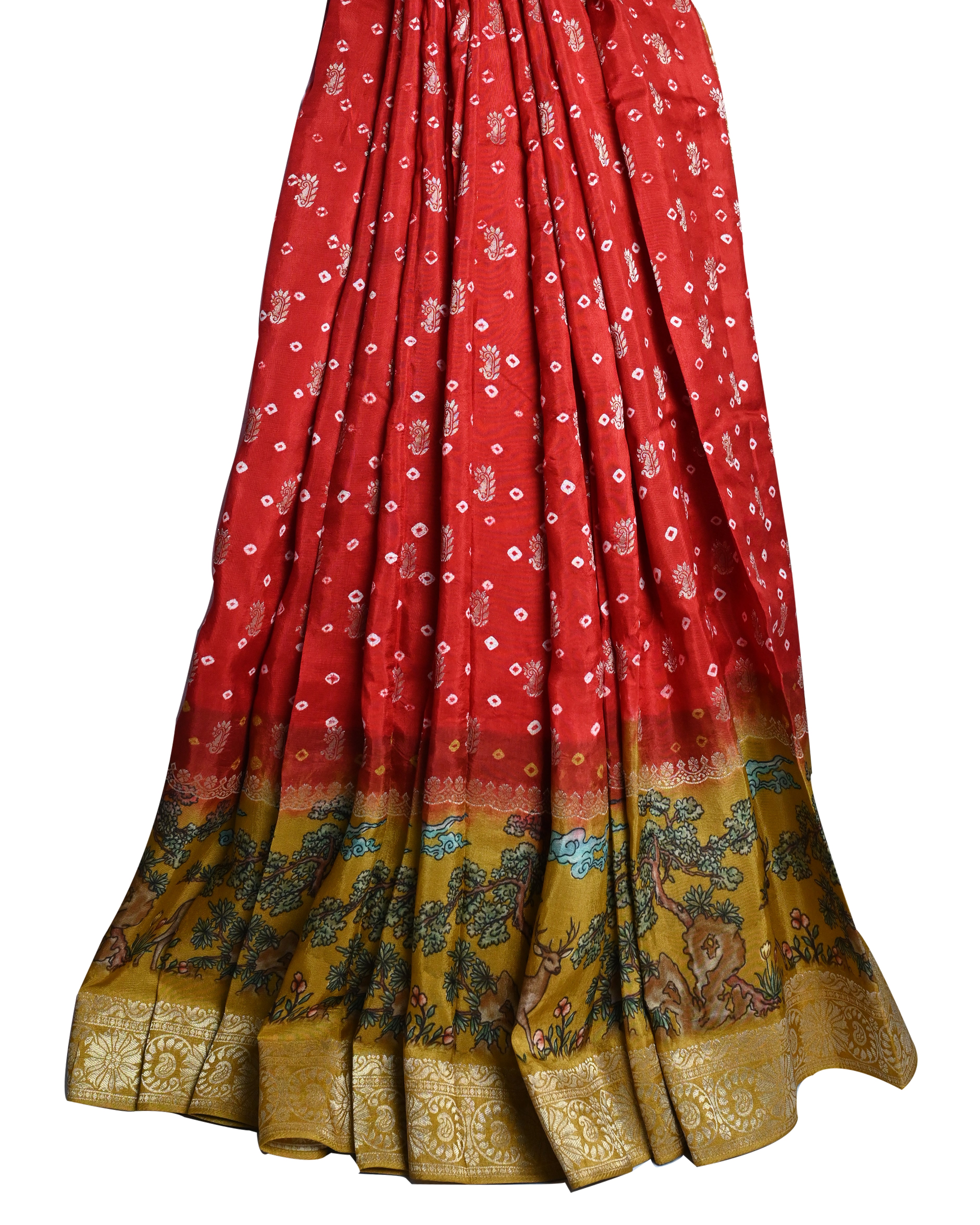 Dola Silk Red Kalamkari Saree