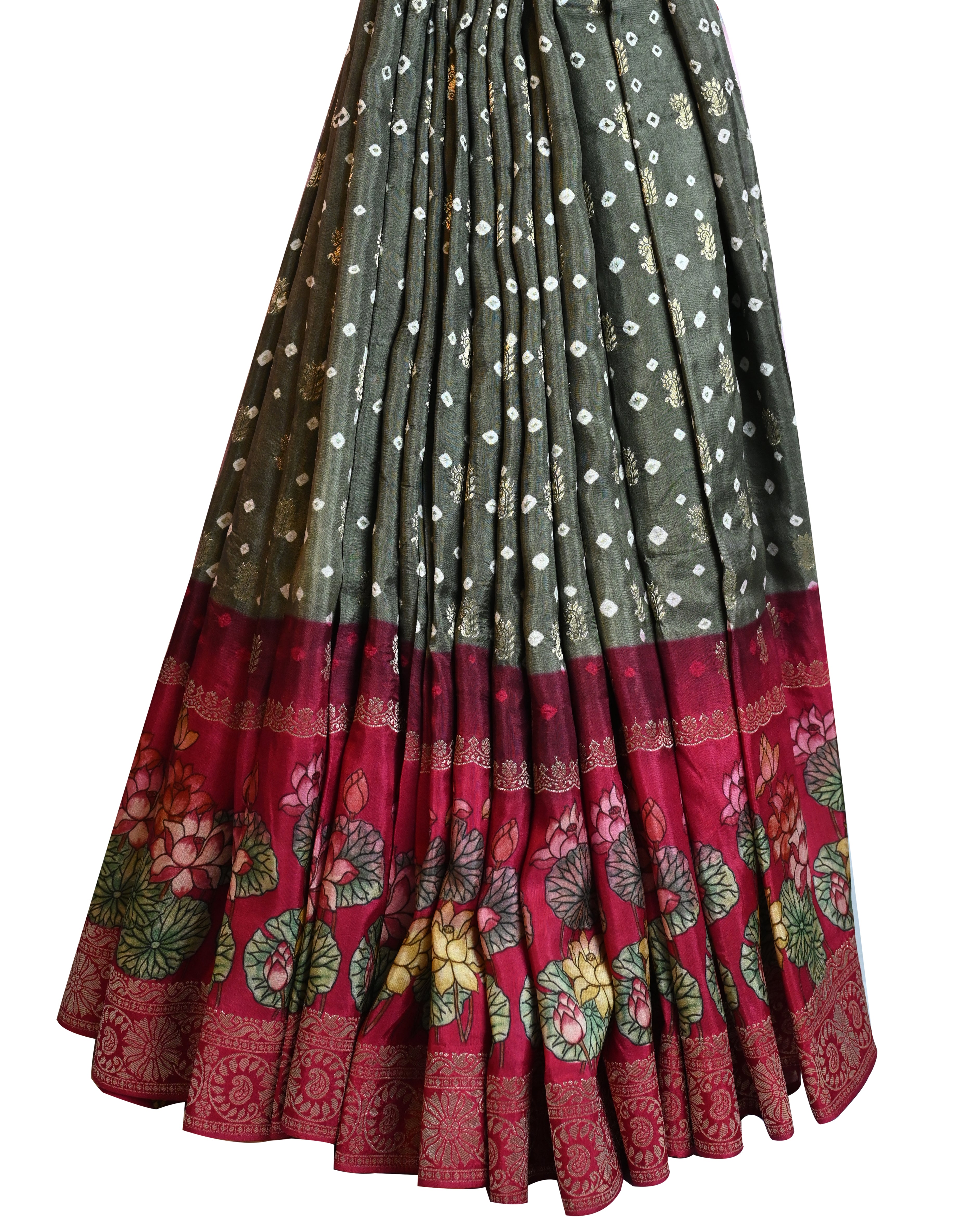 Dola Silk Grey Kalamkari Saree