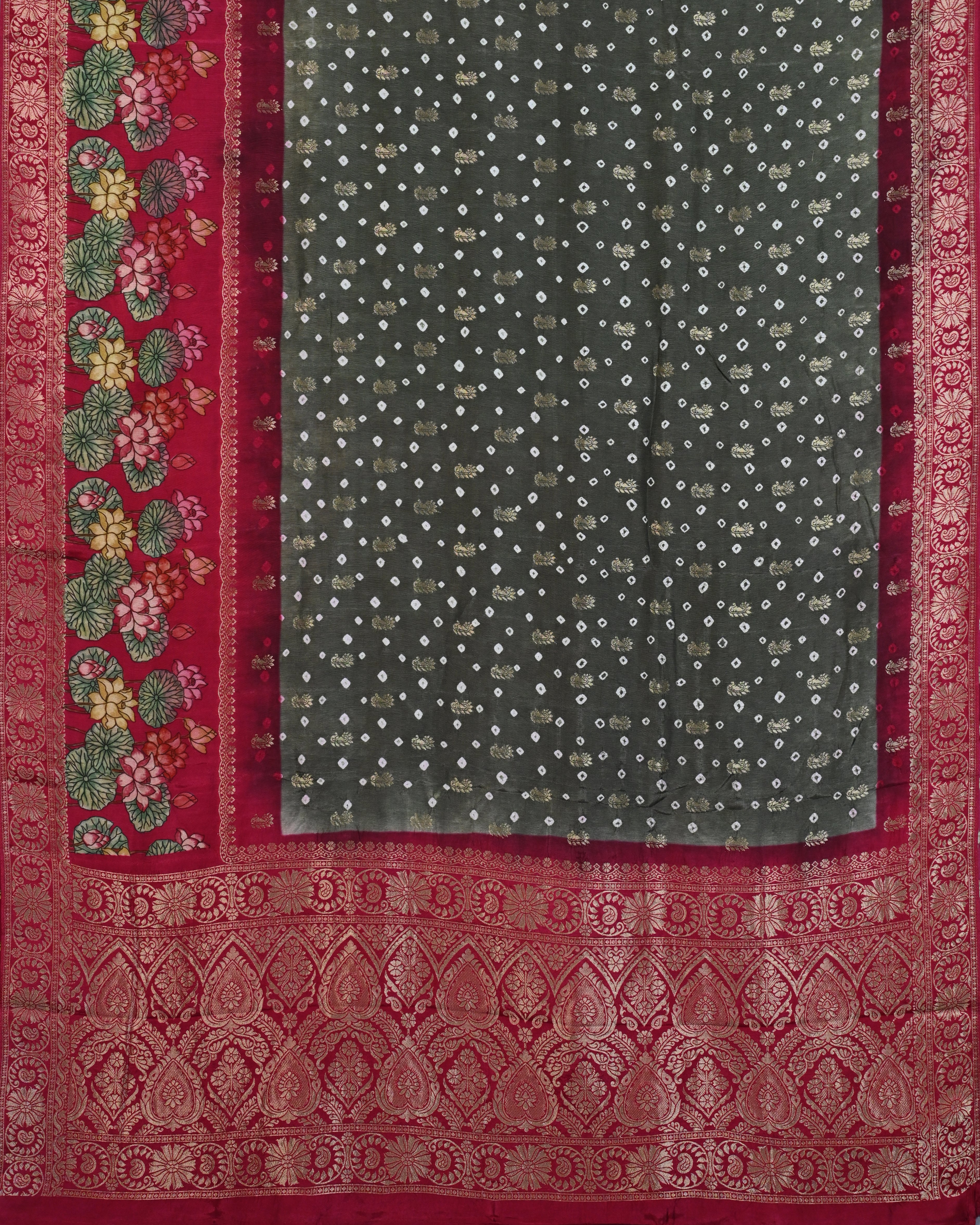 Dola Silk Grey Kalamkari Saree