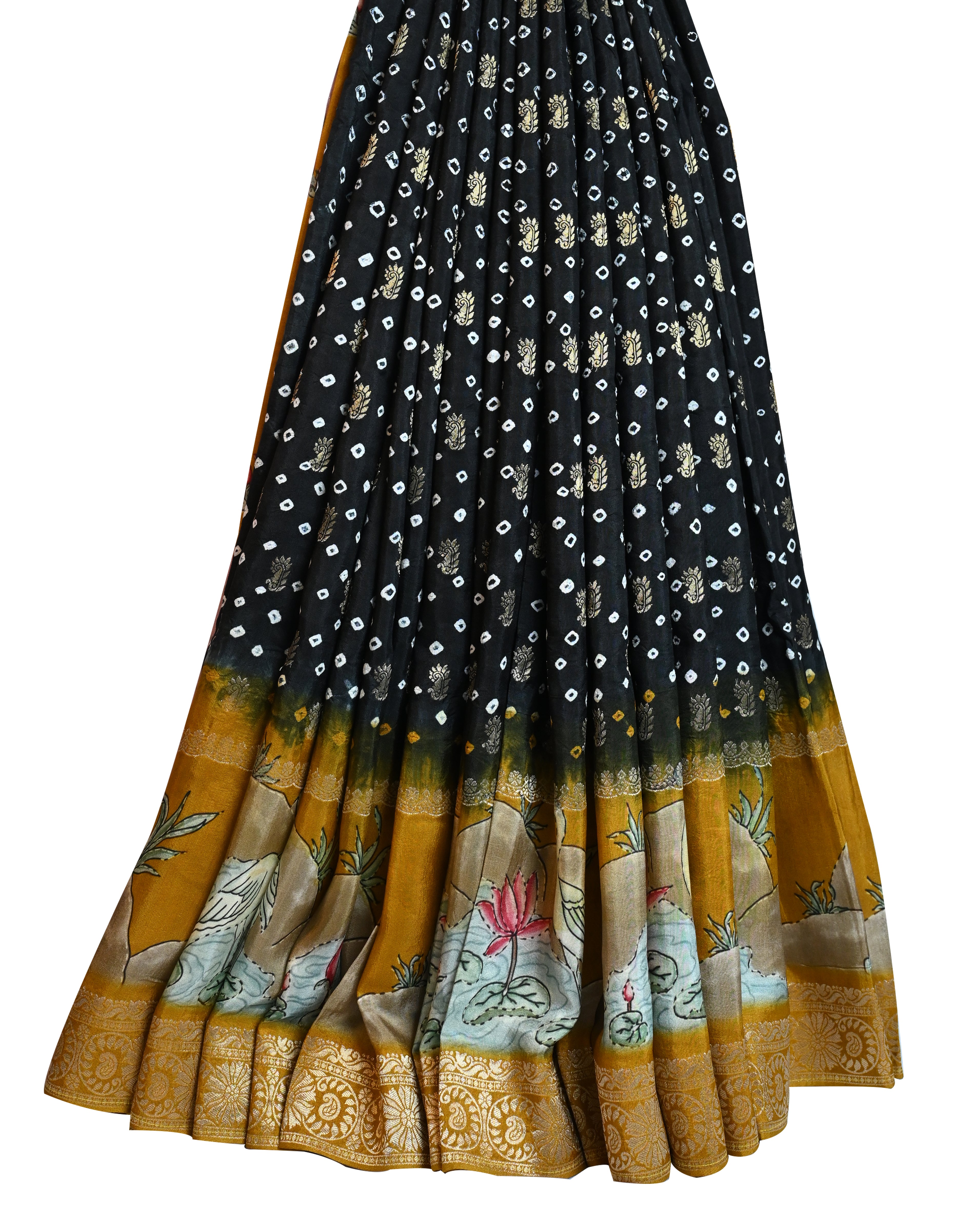 Dola Silk Black Kalamkari Saree