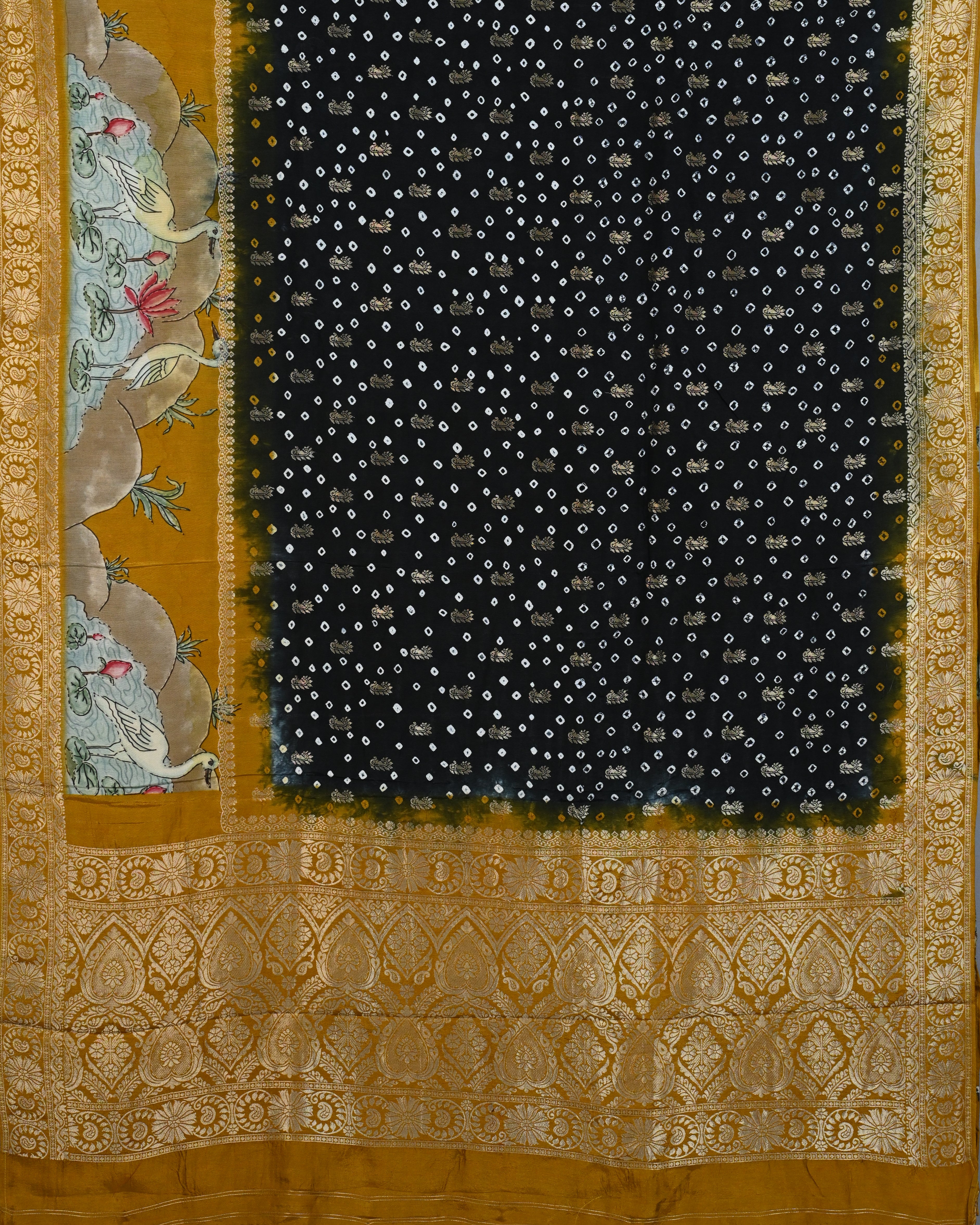 Dola Silk Black Kalamkari Saree