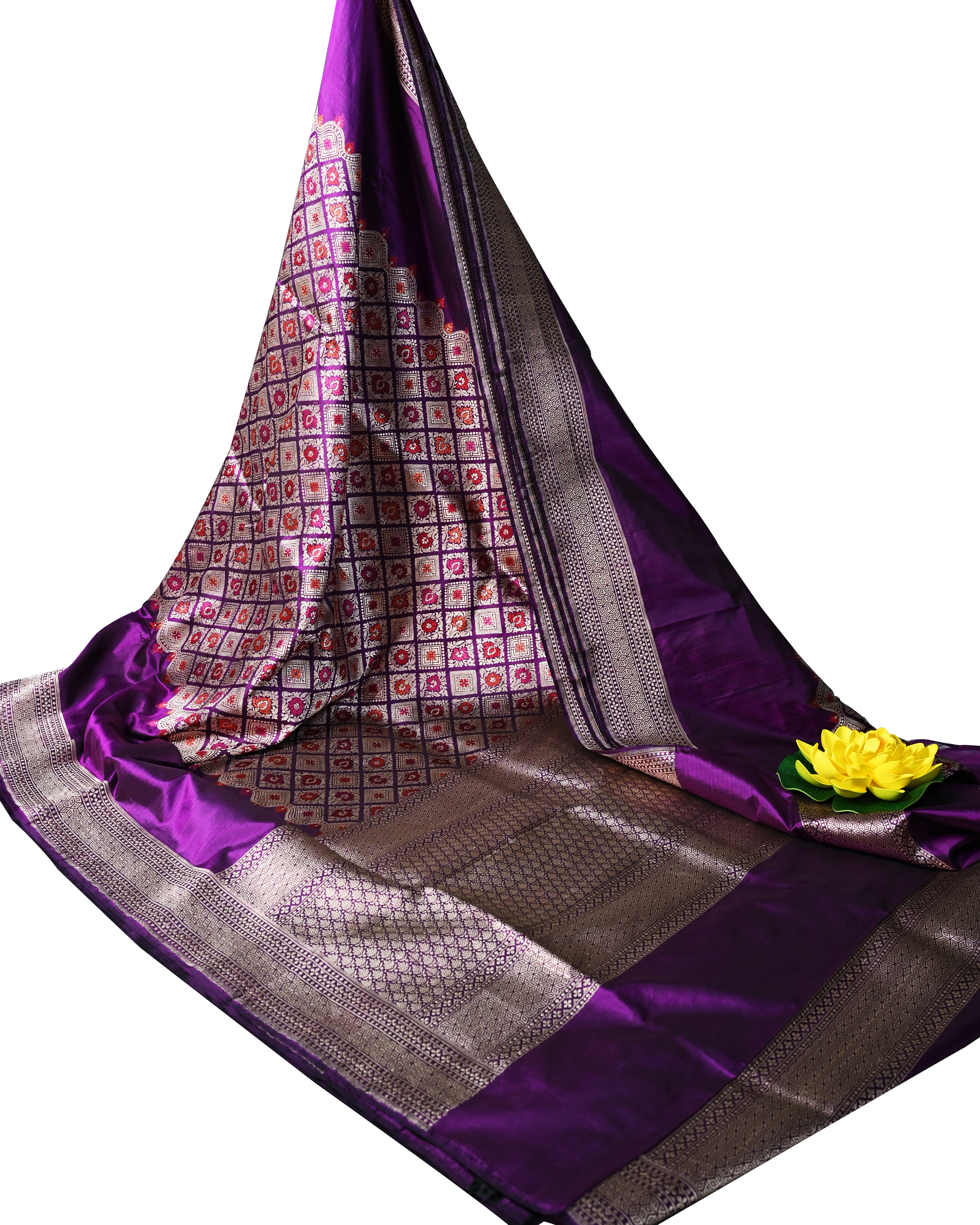 Banarasi Katan Silk Violet Brocade Saree