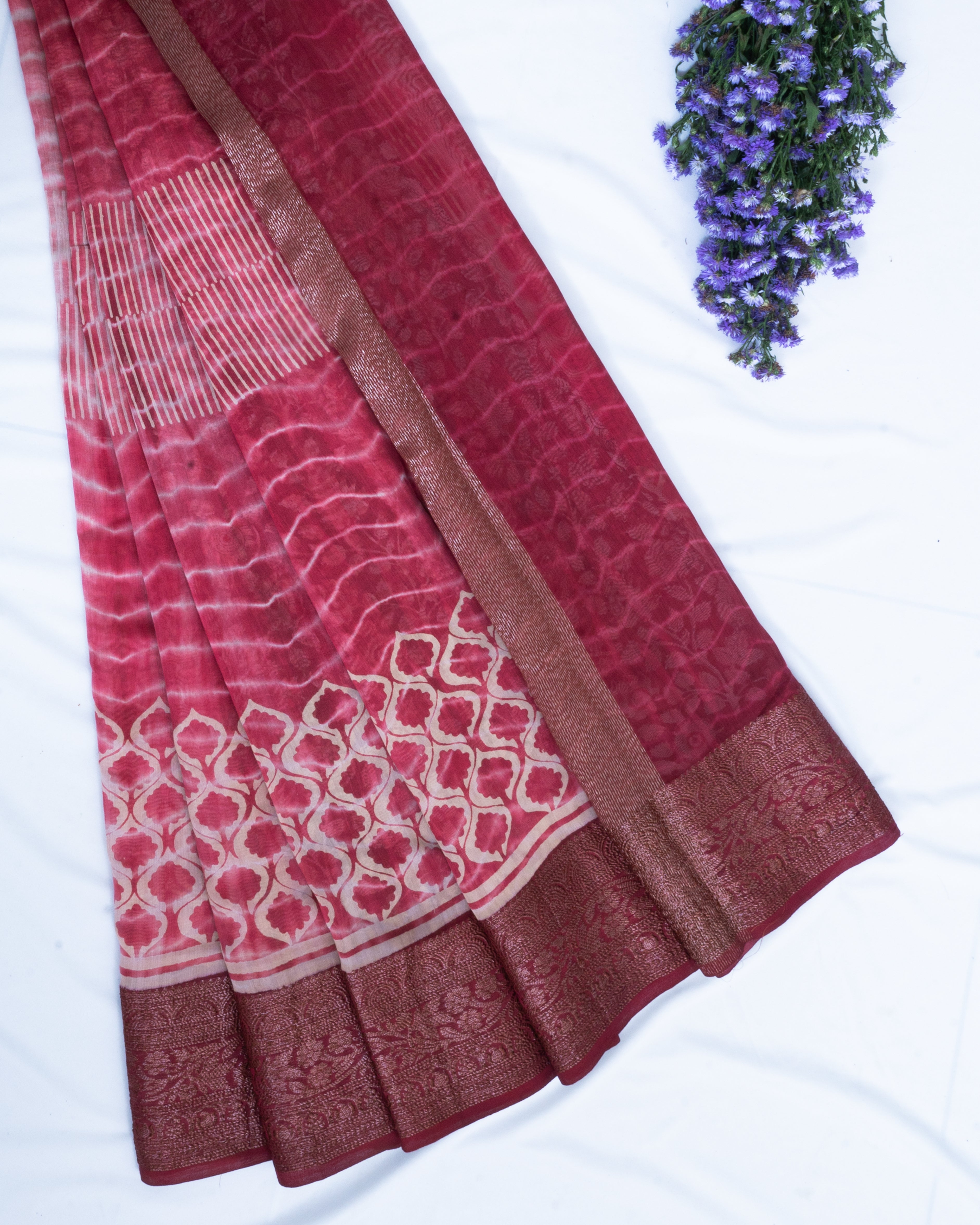 Pure-Chanderi-Dark-Pink-Saree