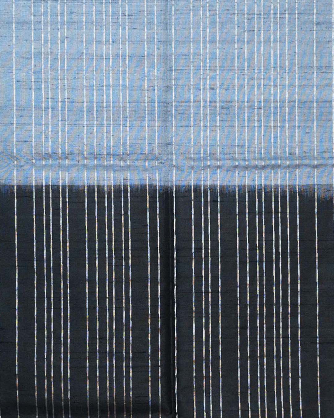 Soft Silk Silver Zari Grey Stripe Saree - SiriSilks