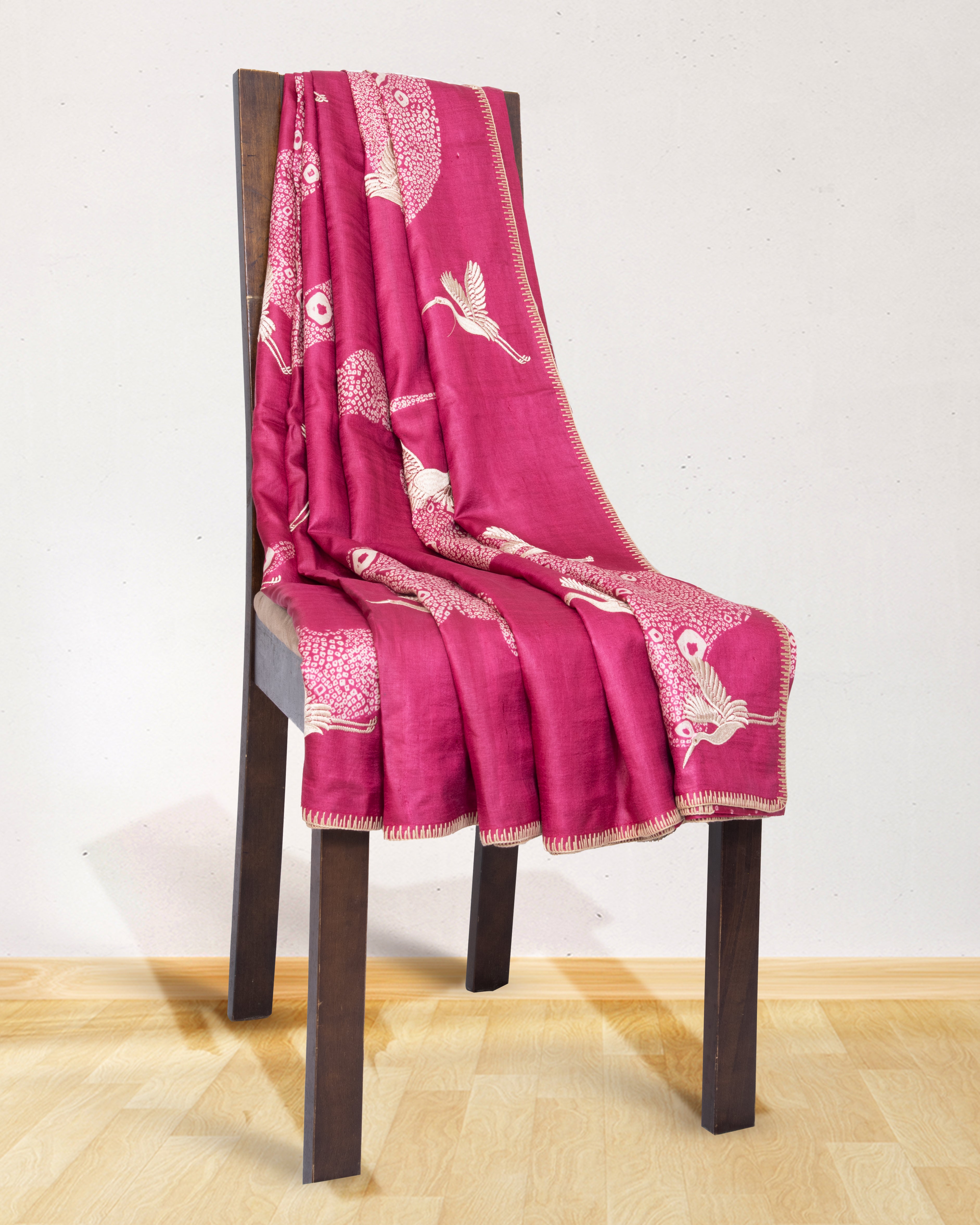 Tussar-Wine-Red-Cloud-Print-Saree