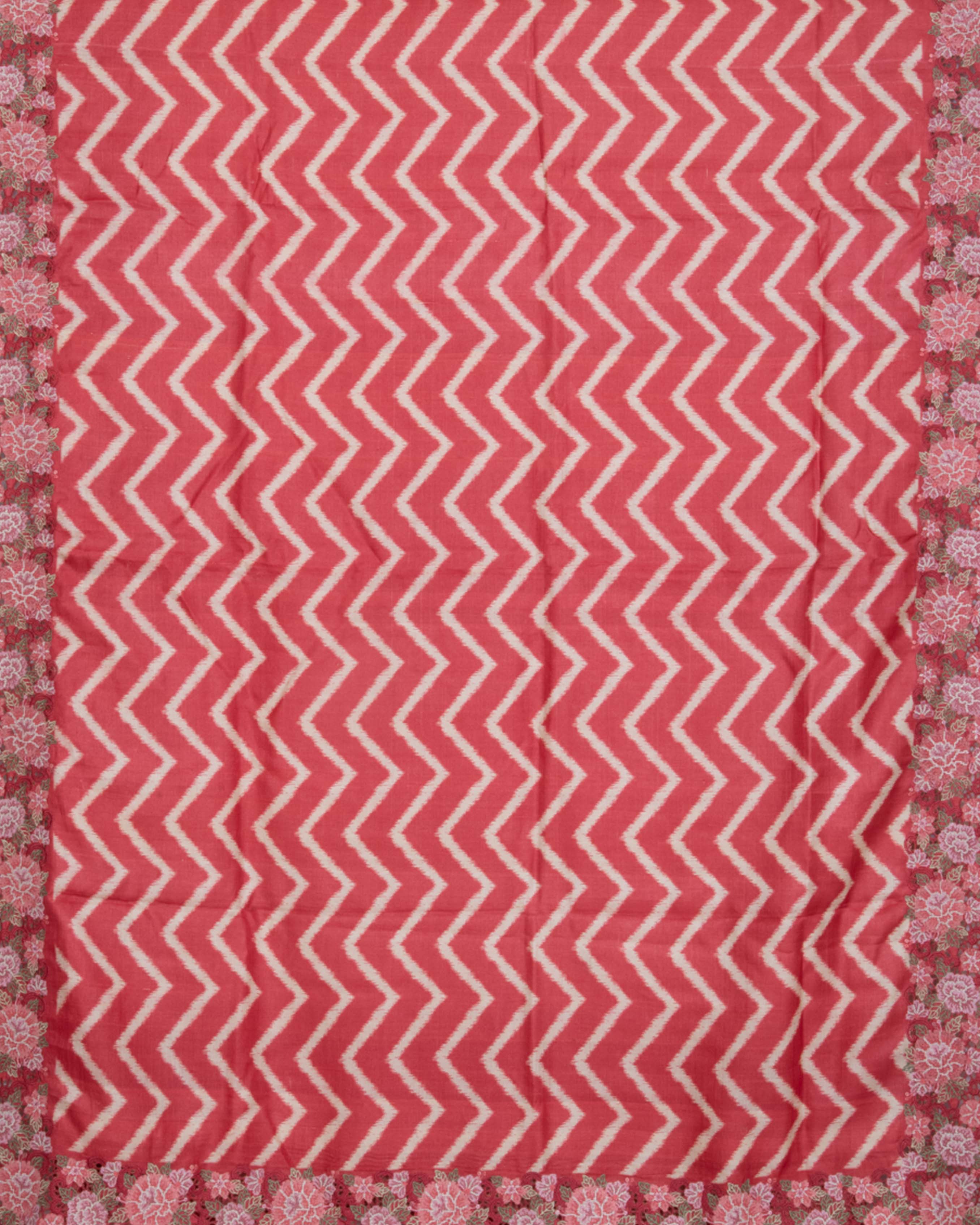 TussarTomatoRedZigZagLineSaree2