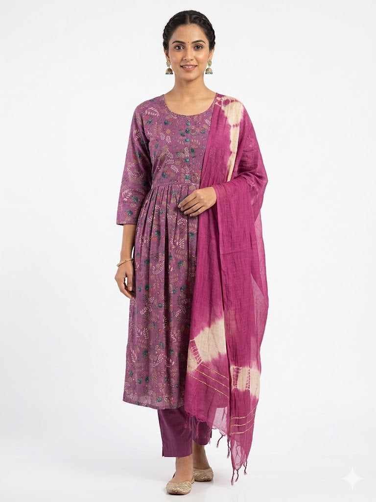 Light Magenta 3 Piece Kurti Set
