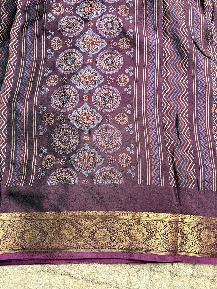 Deep Wine Silk Saree