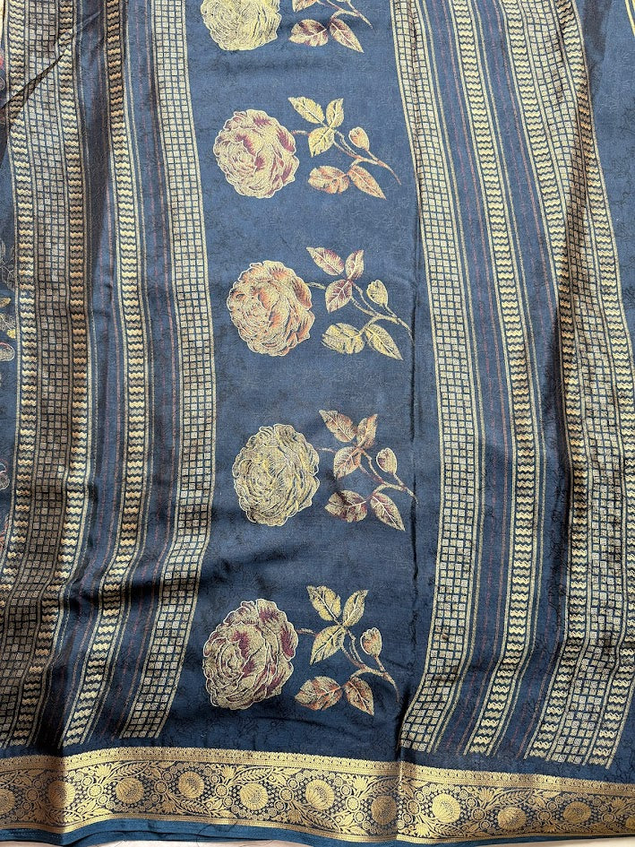 Navy Blue Silk Saree