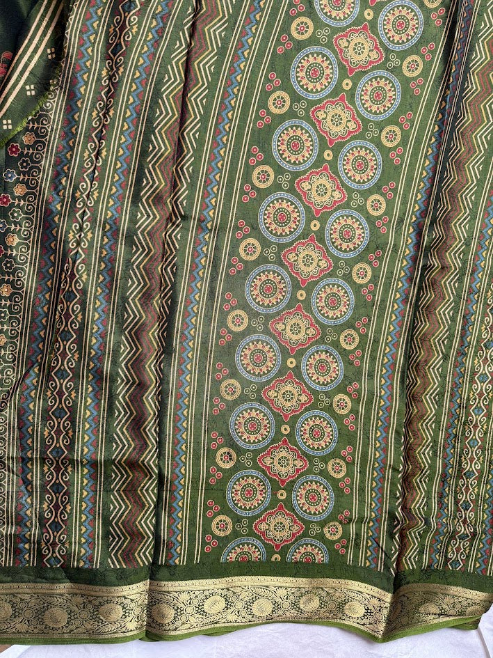 Olive Green Silk Saree