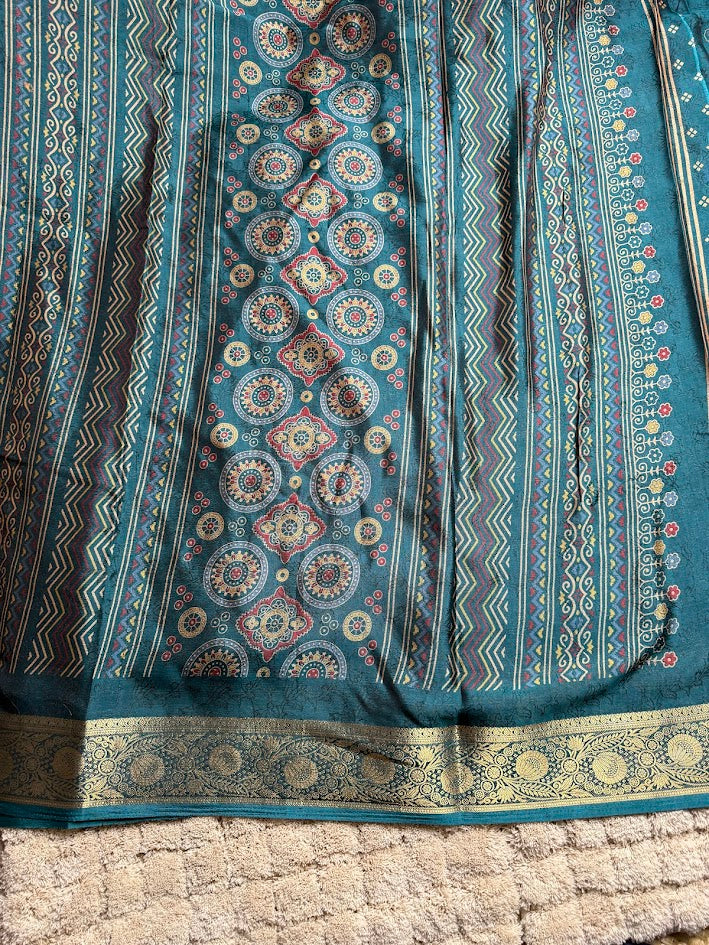 Teal Blue Silk Saree