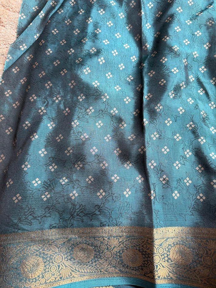 Teal Blue Silk Saree