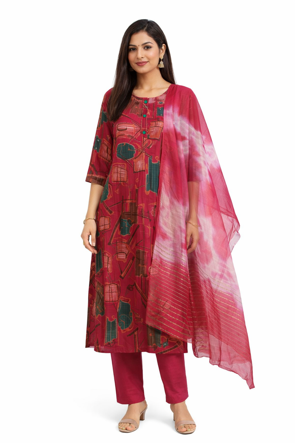 Pink 3 Piece Kurti Set