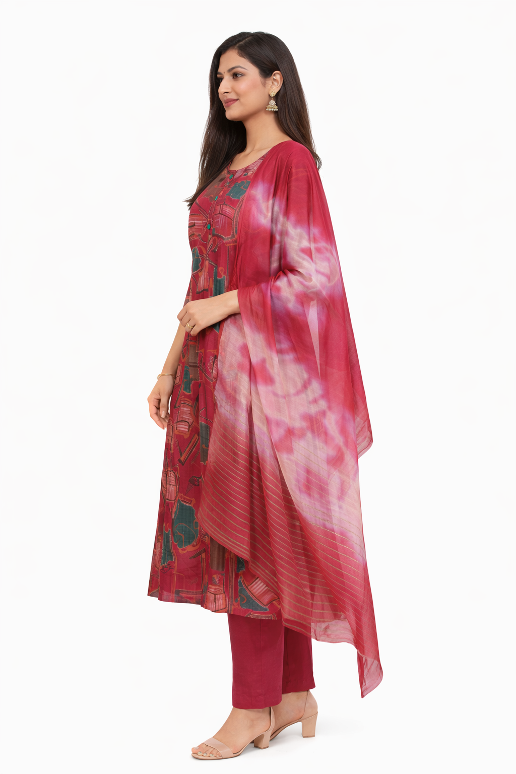 Pink 3 Piece Kurti Set