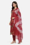 Deep Maroon  Floral 3 Piece Kurti Set