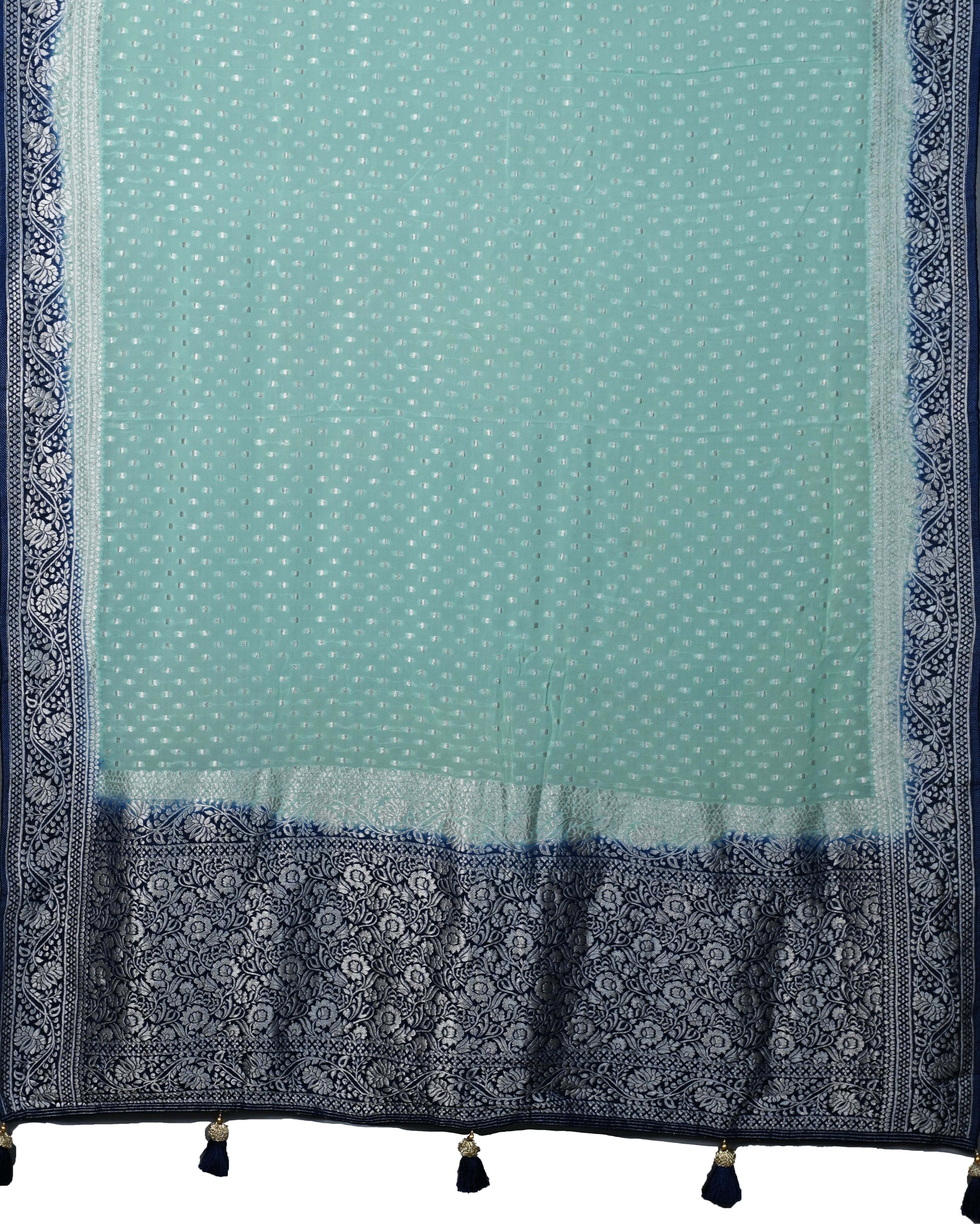 Banarasi Georgette Light Sea Green Buta Saree