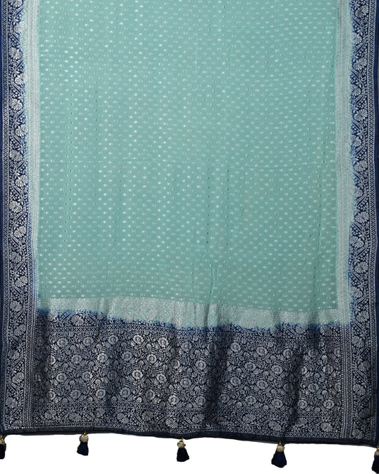 Banarasi Georgette Light Sea Green Buta Saree
