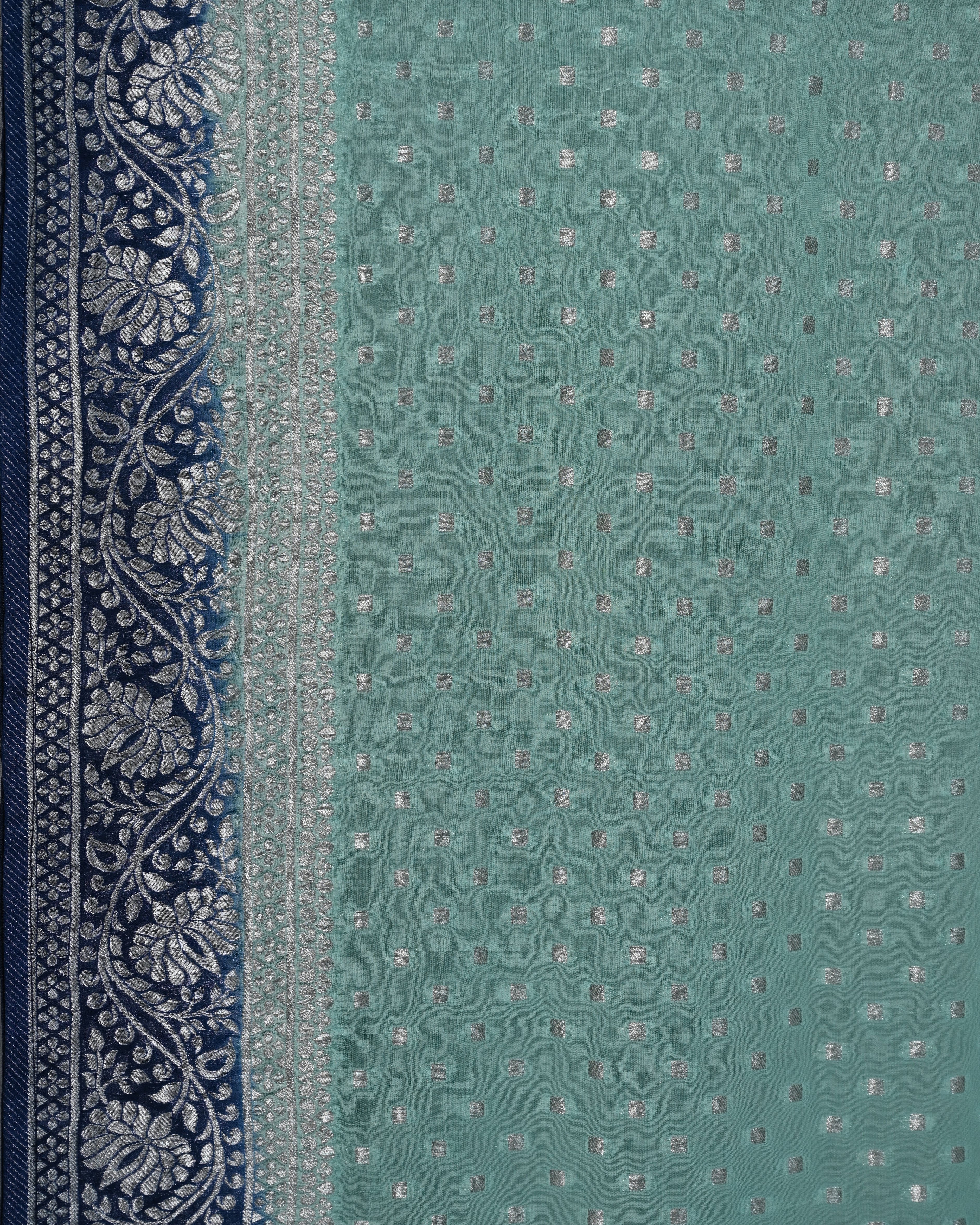 Banarasi Georgette Light Sea Green Buta Saree