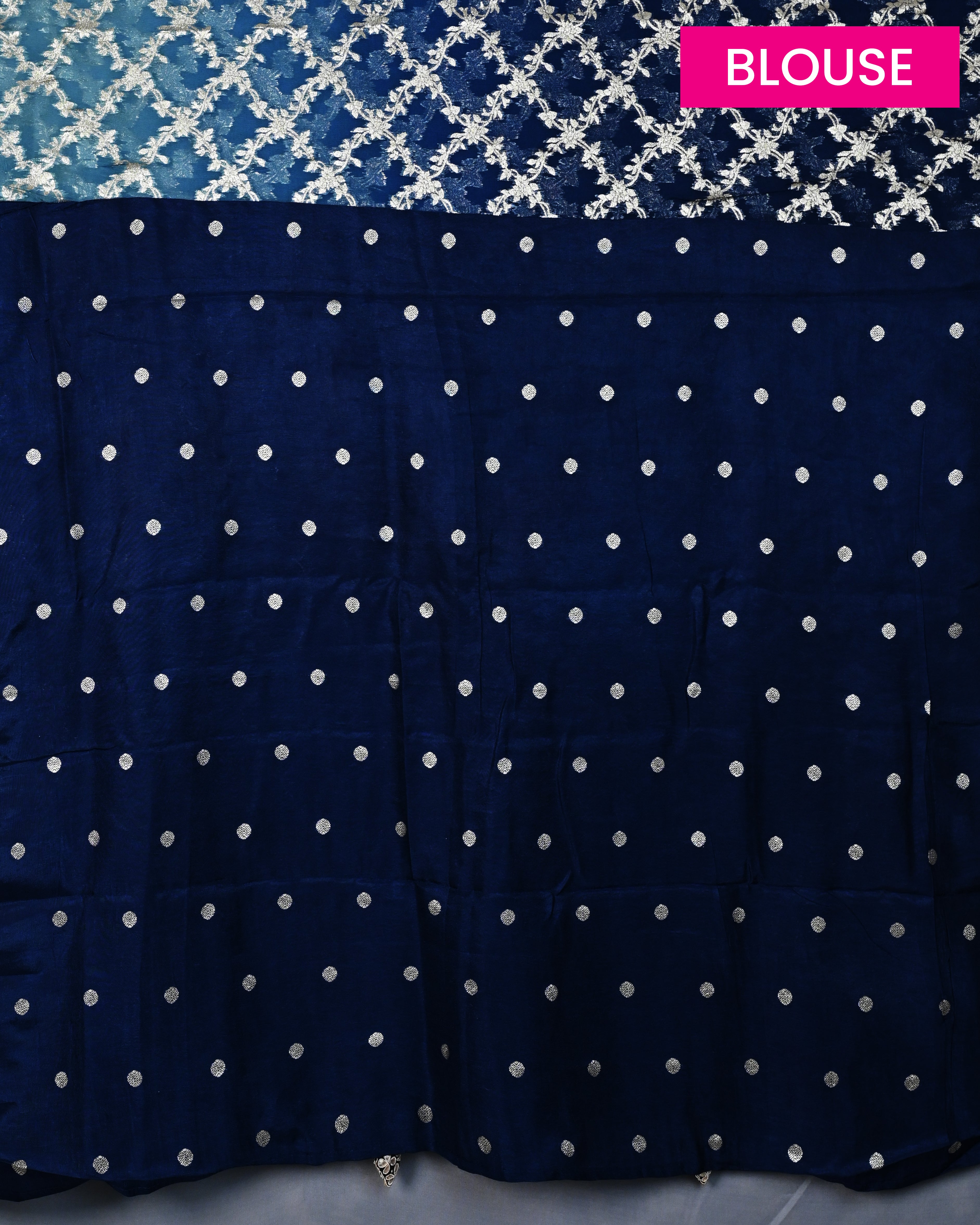 Banarasi Kora Georgette Navy Blue Jaal Saree