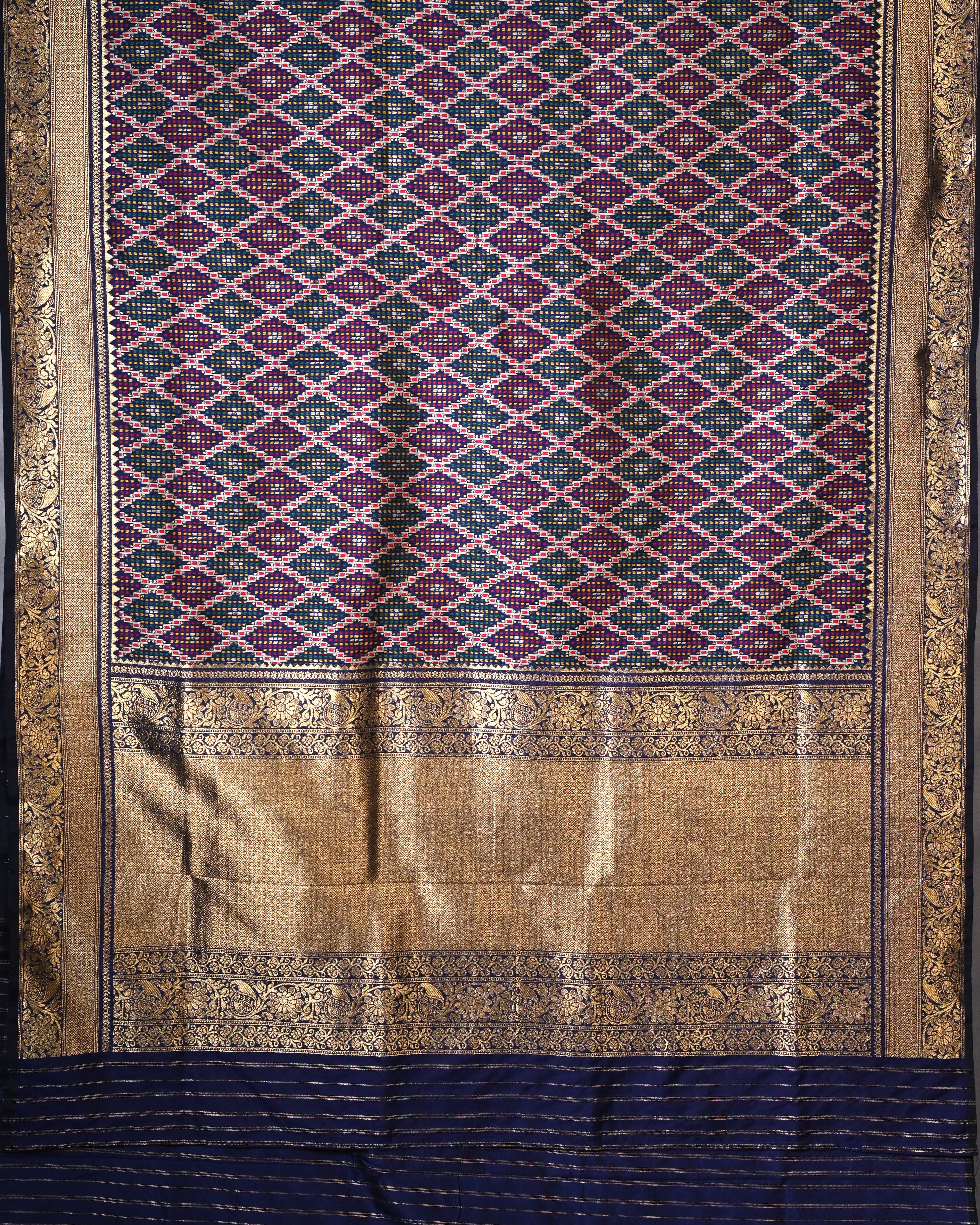 Banarasi Silk Navy Blue Patola Saree