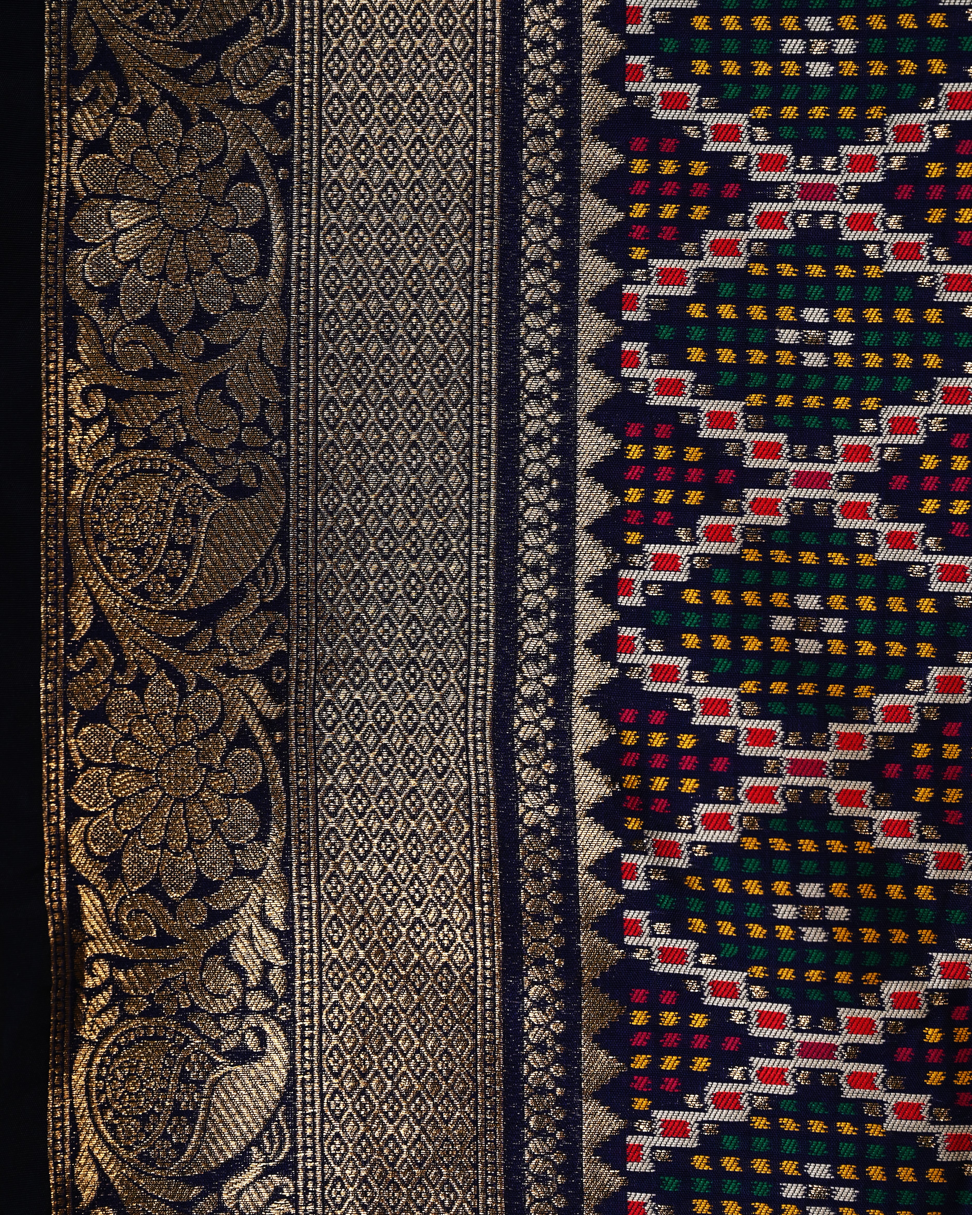 Banarasi Silk Navy Blue Patola Saree