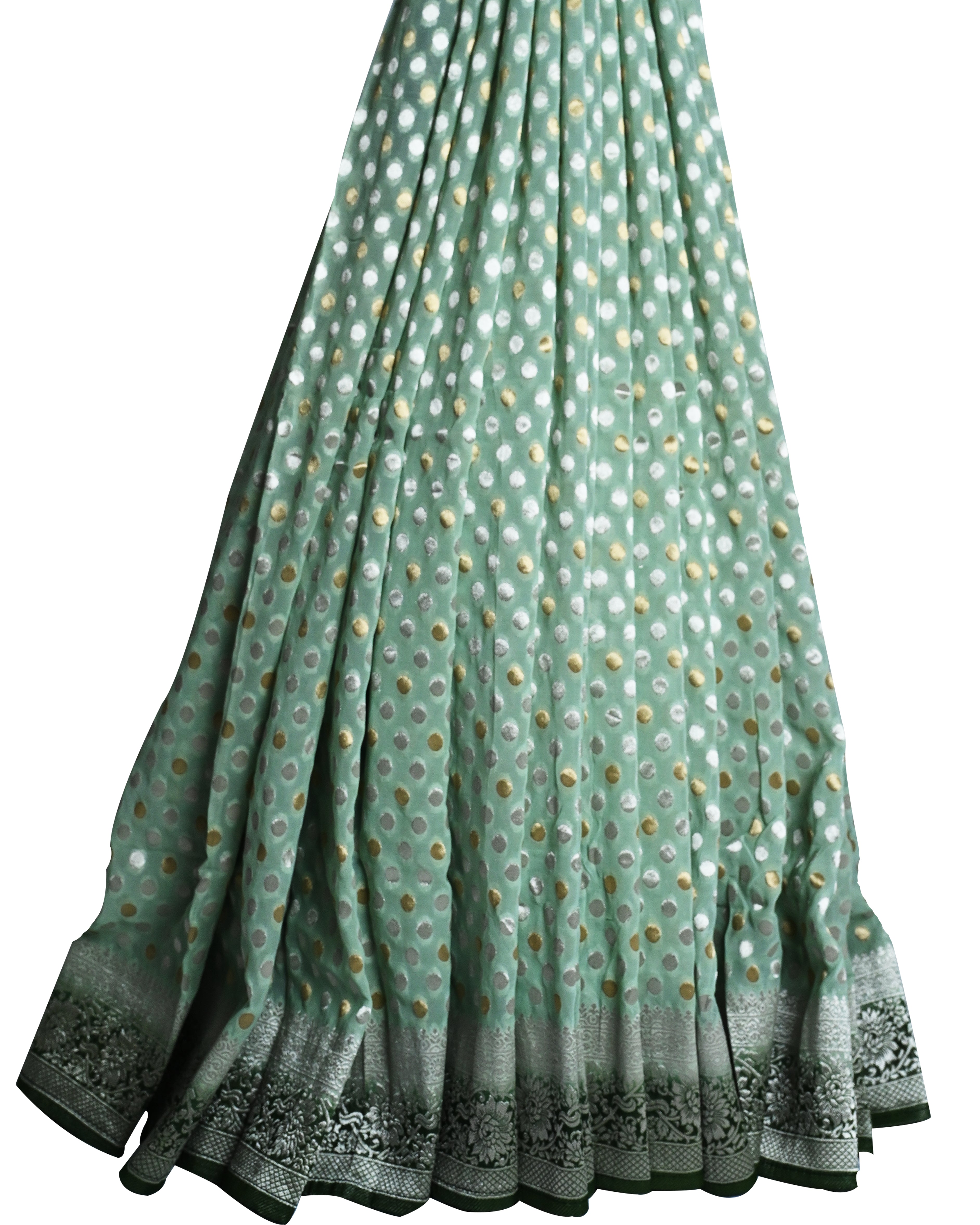 Banarasi Georgette Light Pista Green Buta Saree