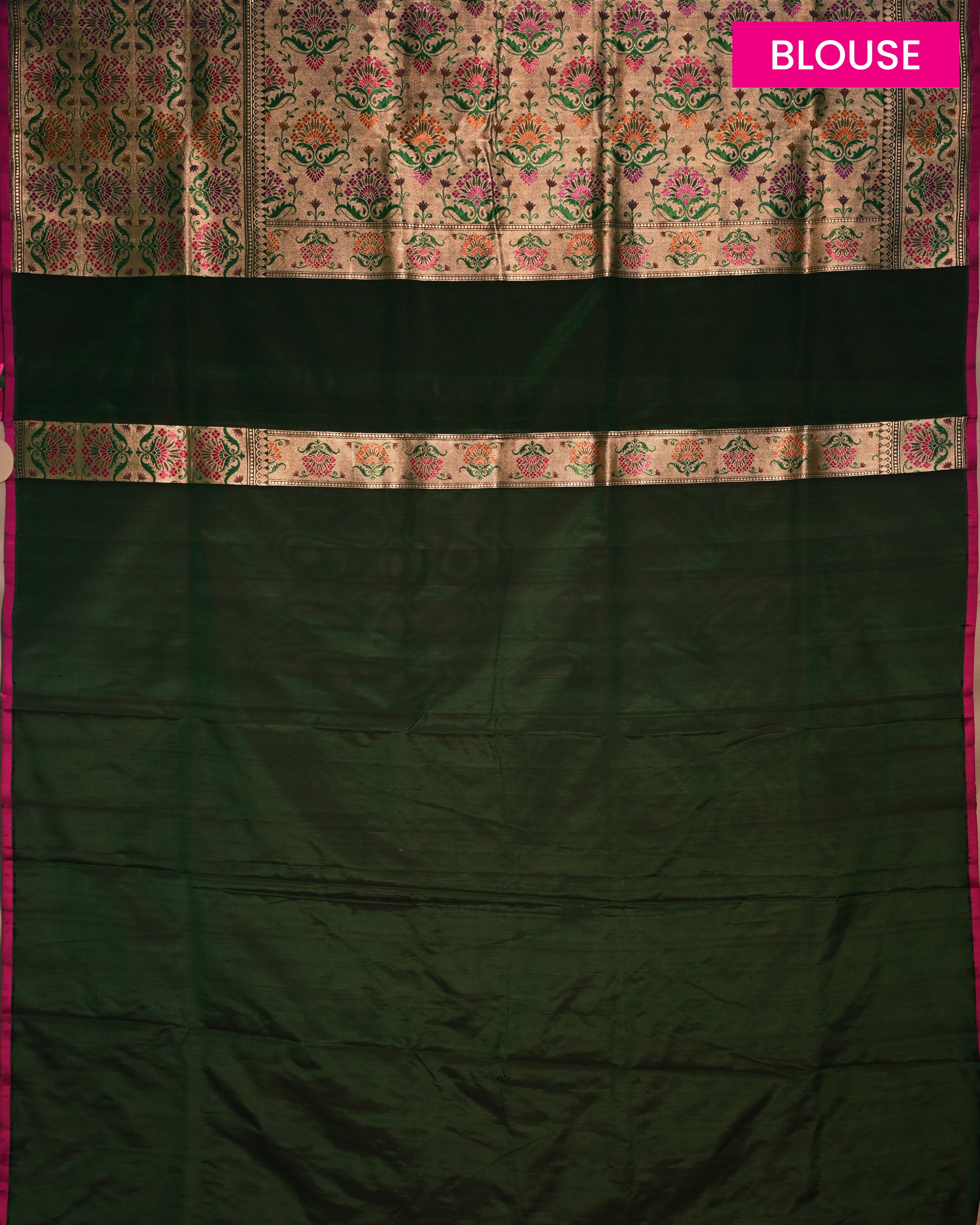 Banarasi Katan Silk Bottle Green Paithani Saree