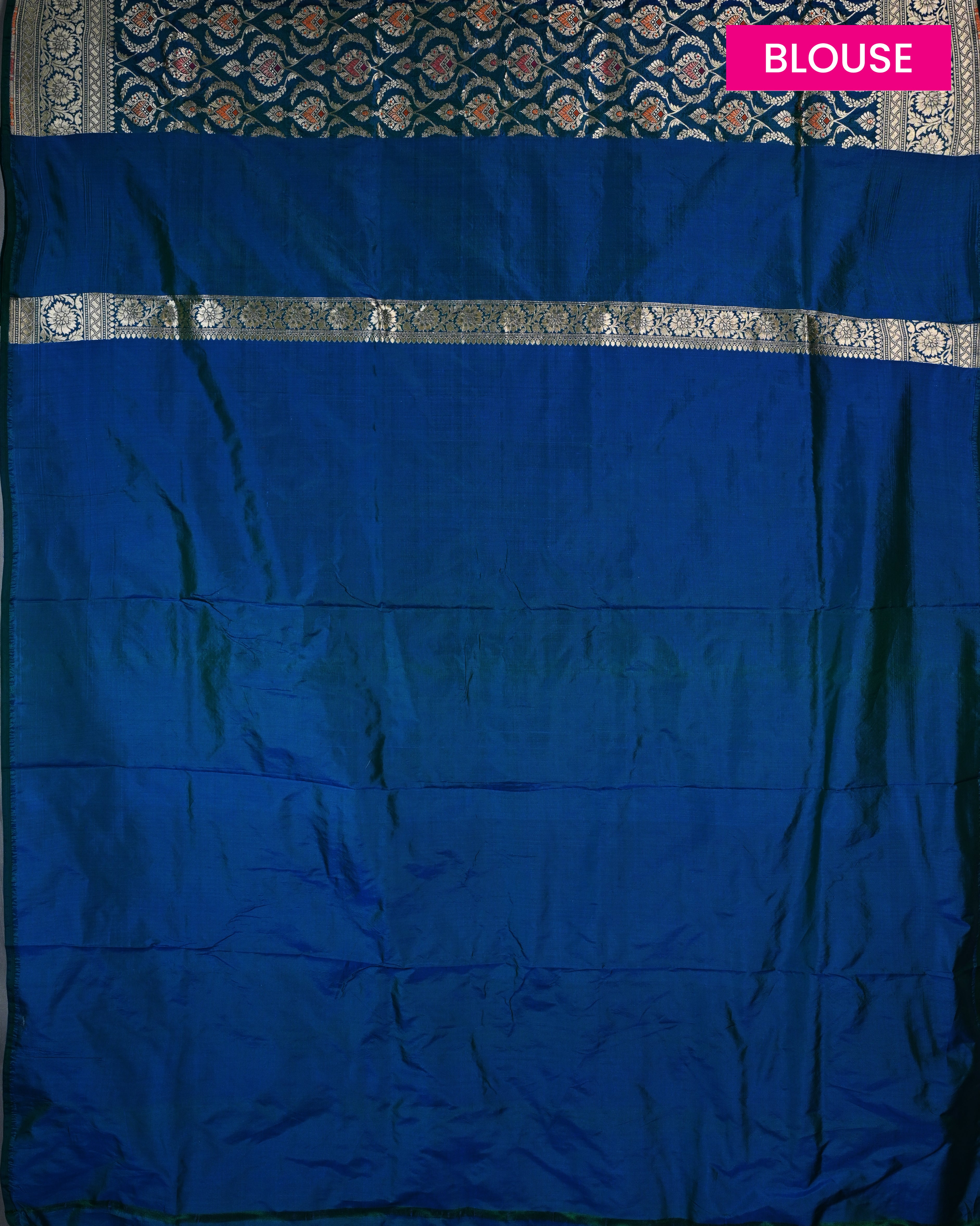 Banarasi Katan Silk Ink Blue Meenakari Saree