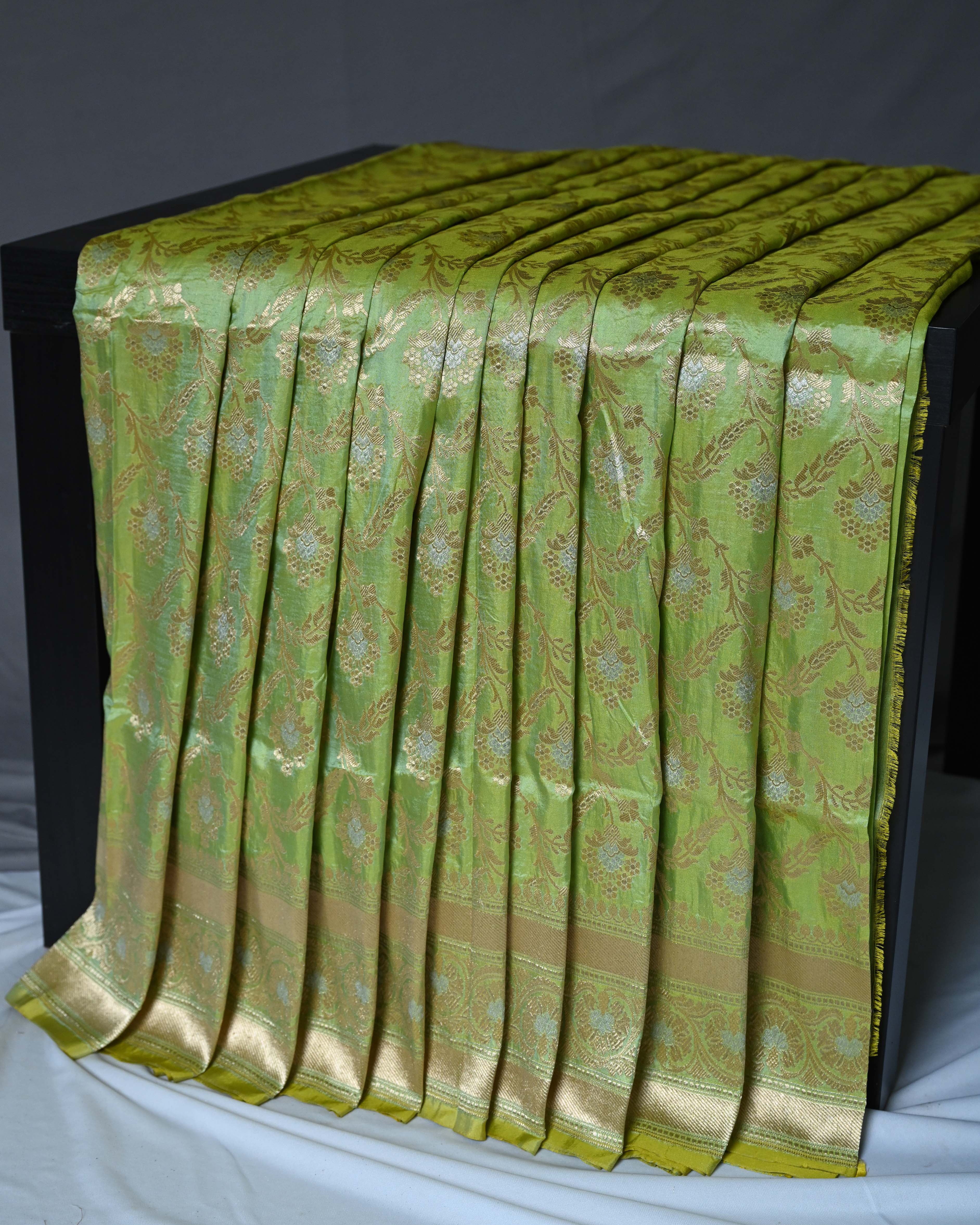 Banarasi Katan Silk Pastel Green Jaal Brocade Saree
