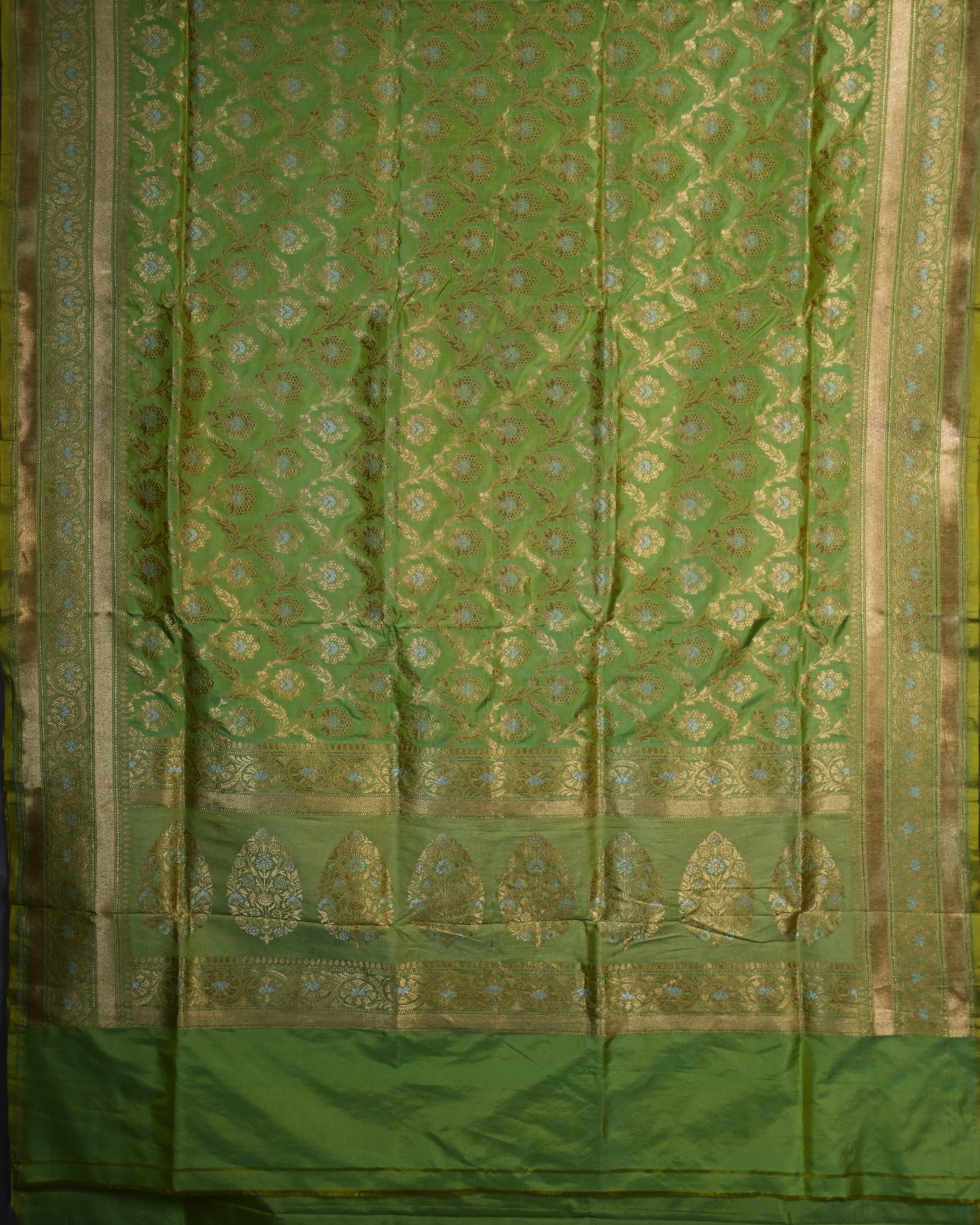 Banarasi Katan Silk Pastel Green Jaal Brocade Saree