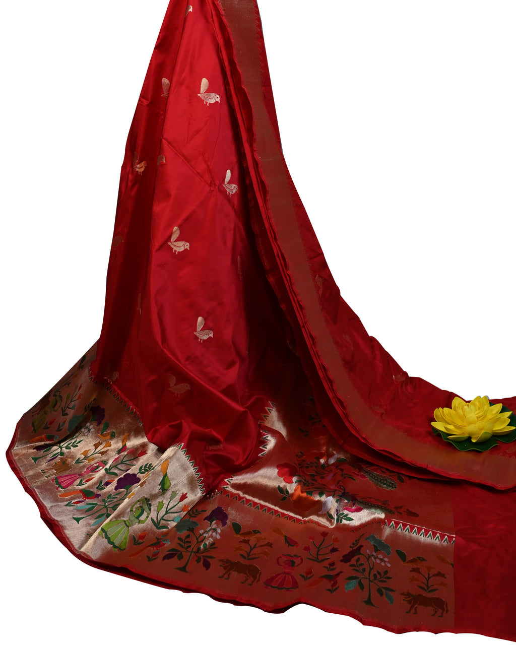 Banarasi Katan Silk Red Paithani Saree