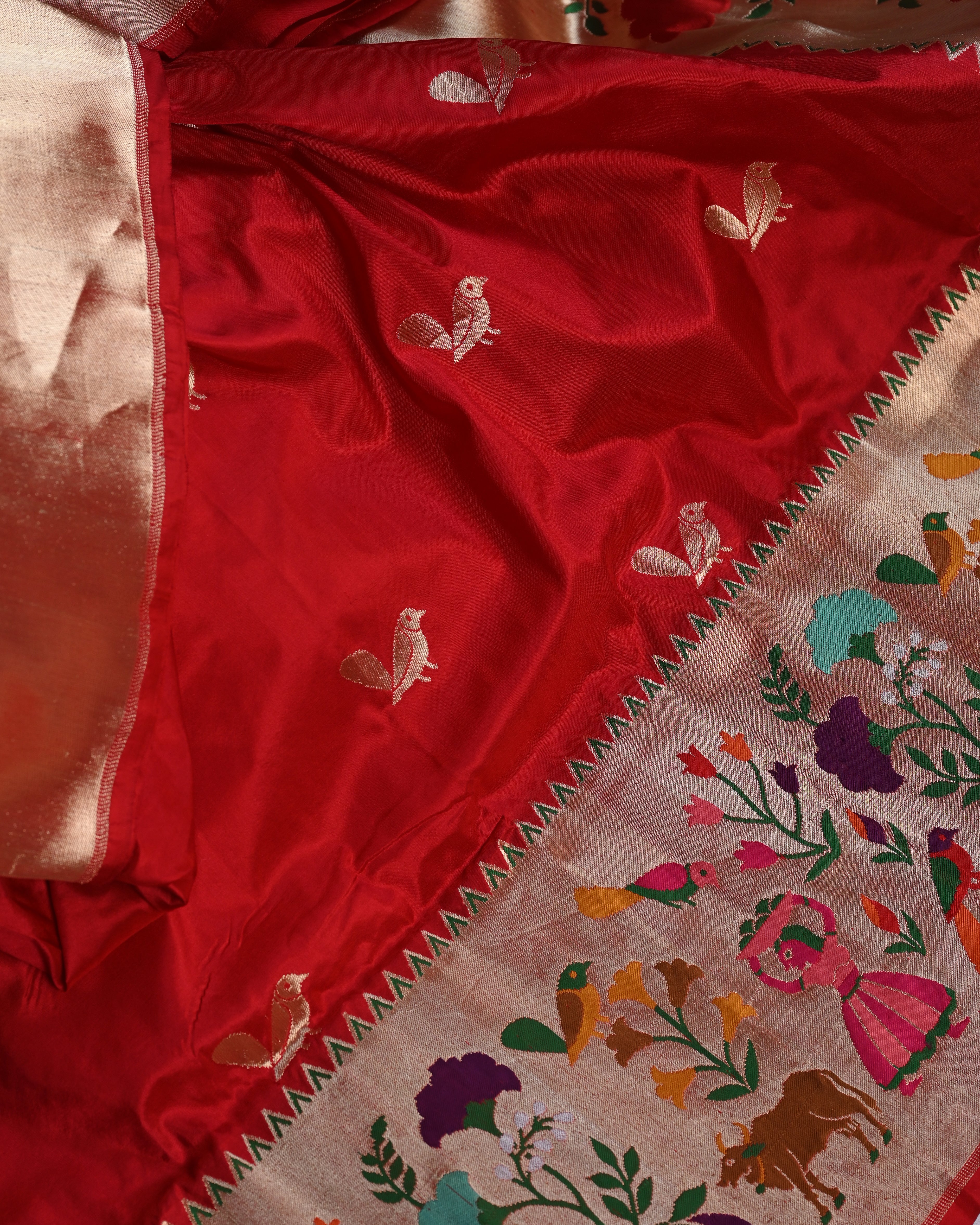Banarasi Katan Silk Red Paithani Saree