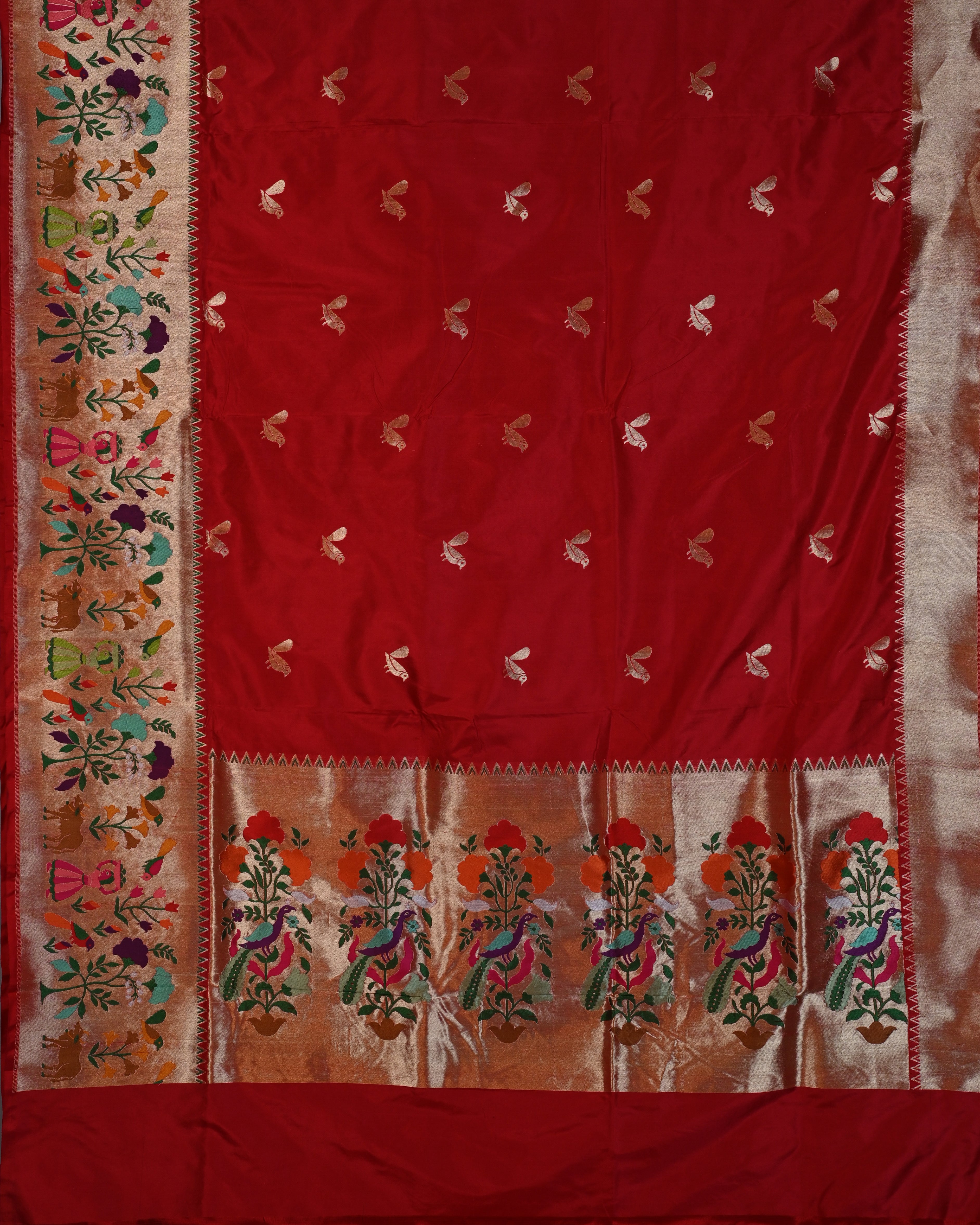 Banarasi Katan Silk Red Paithani Saree