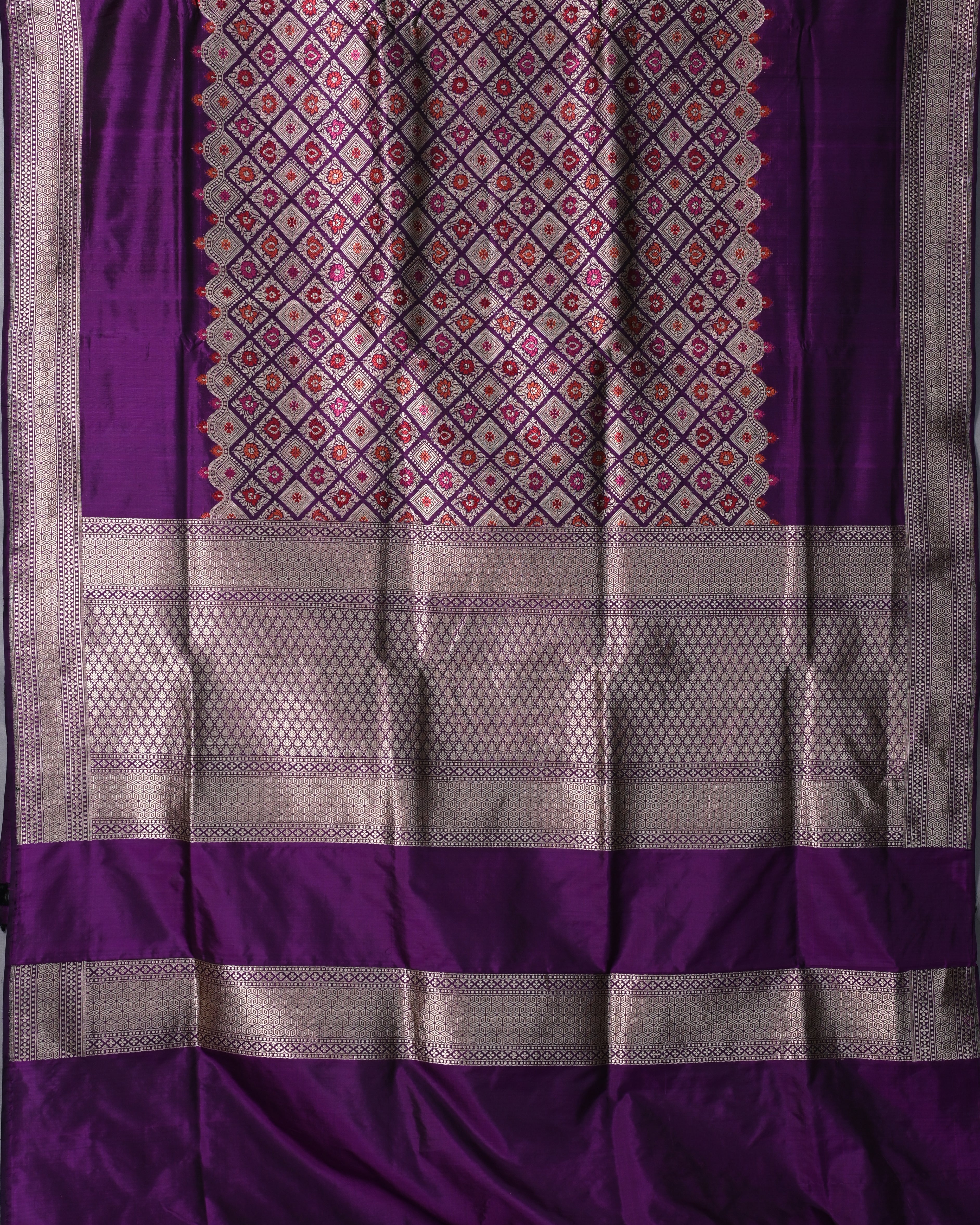 Banarasi Katan Silk Violet Brocade Saree