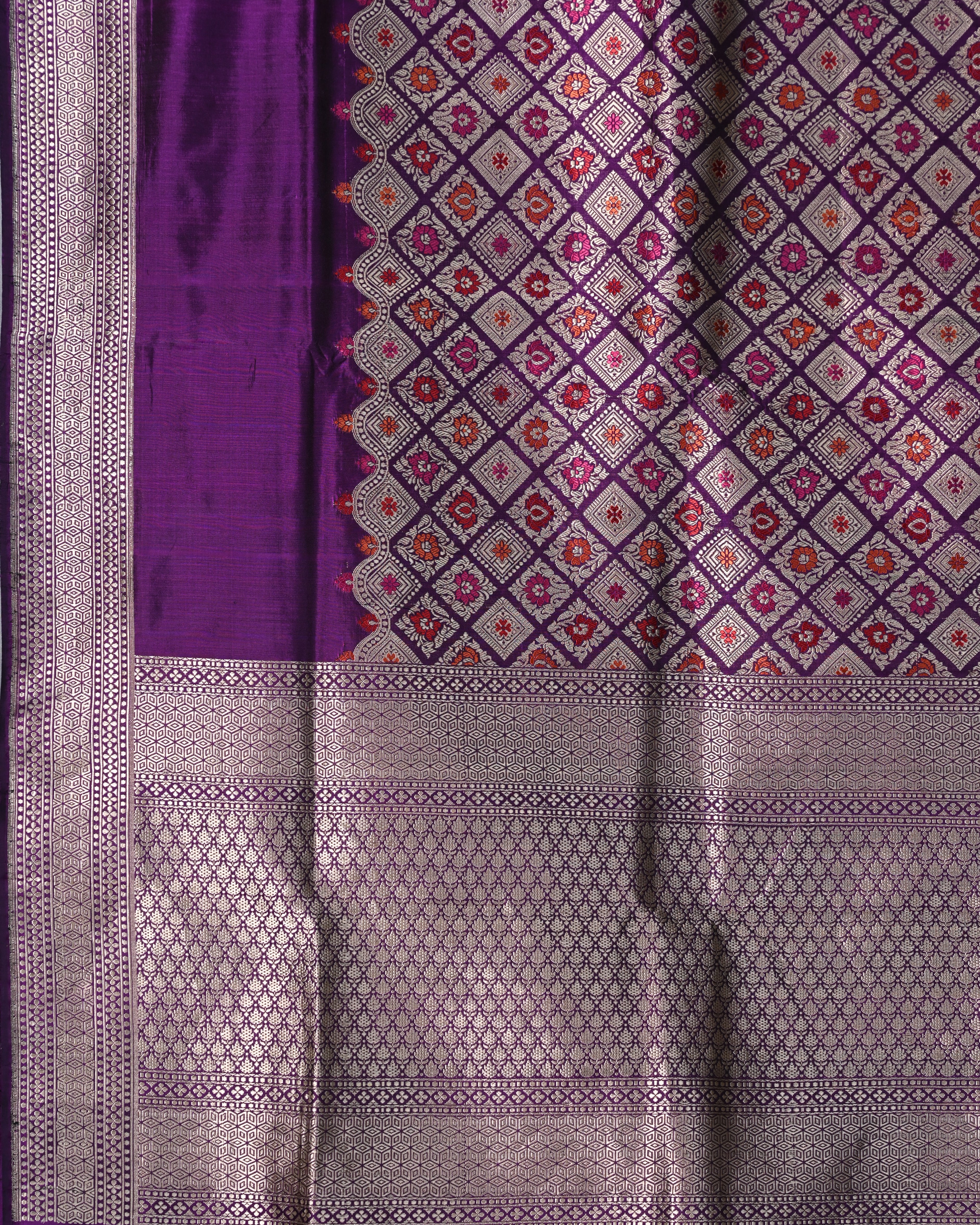 Banarasi Katan Silk Violet Brocade Saree