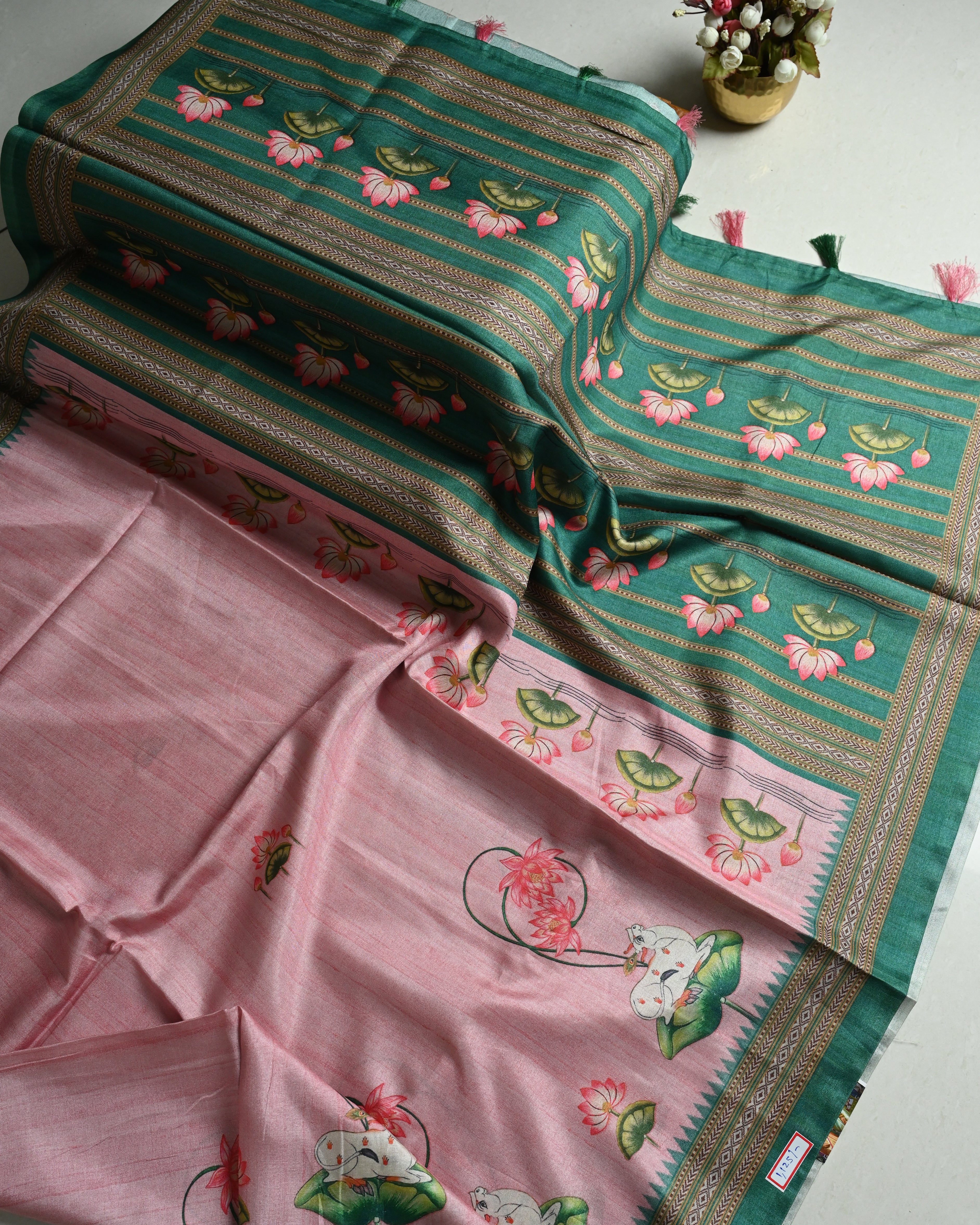 Bhagalpuri Pichiwai Digital Print Pink Saree