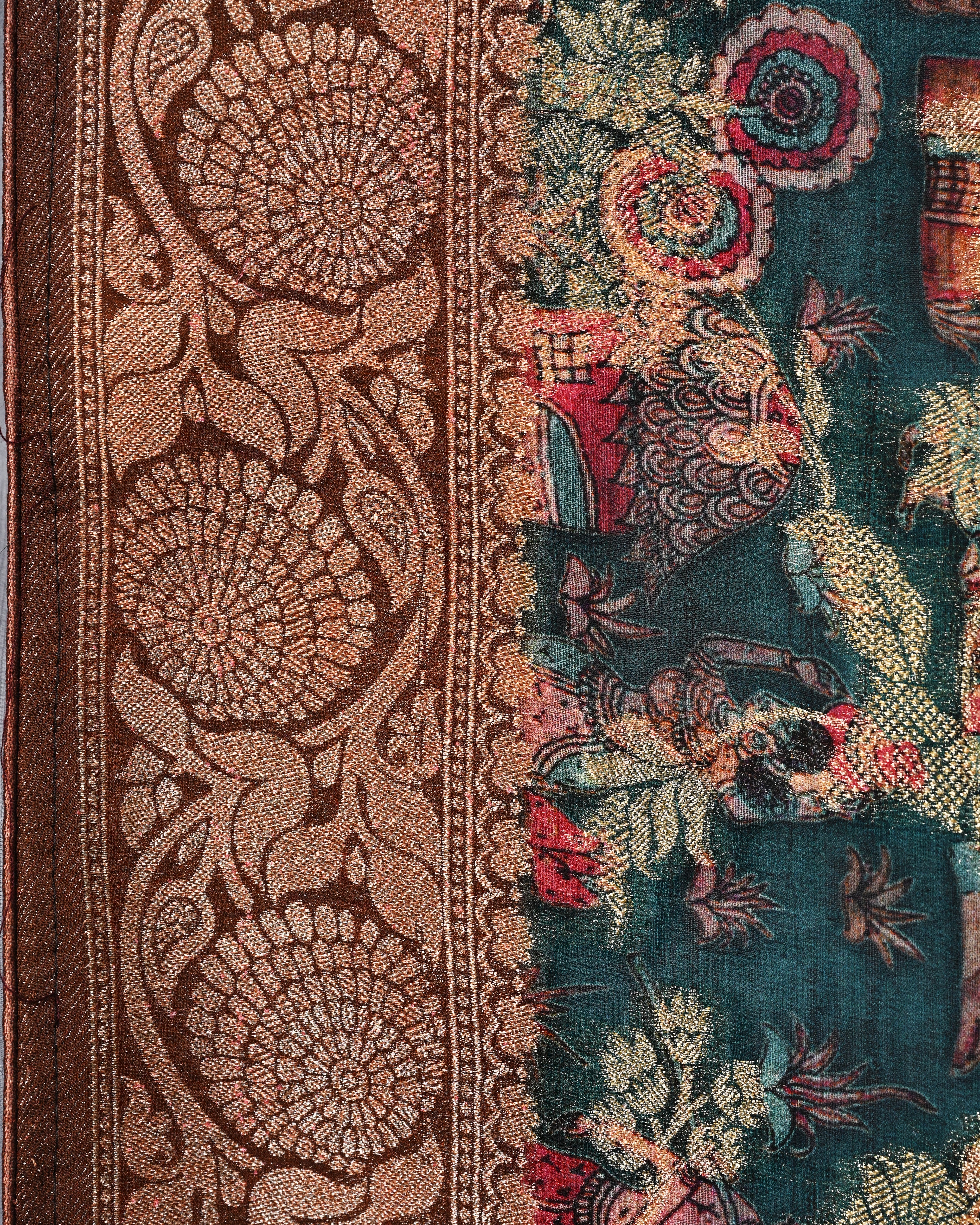 Georgette Dark Green Printed Saree