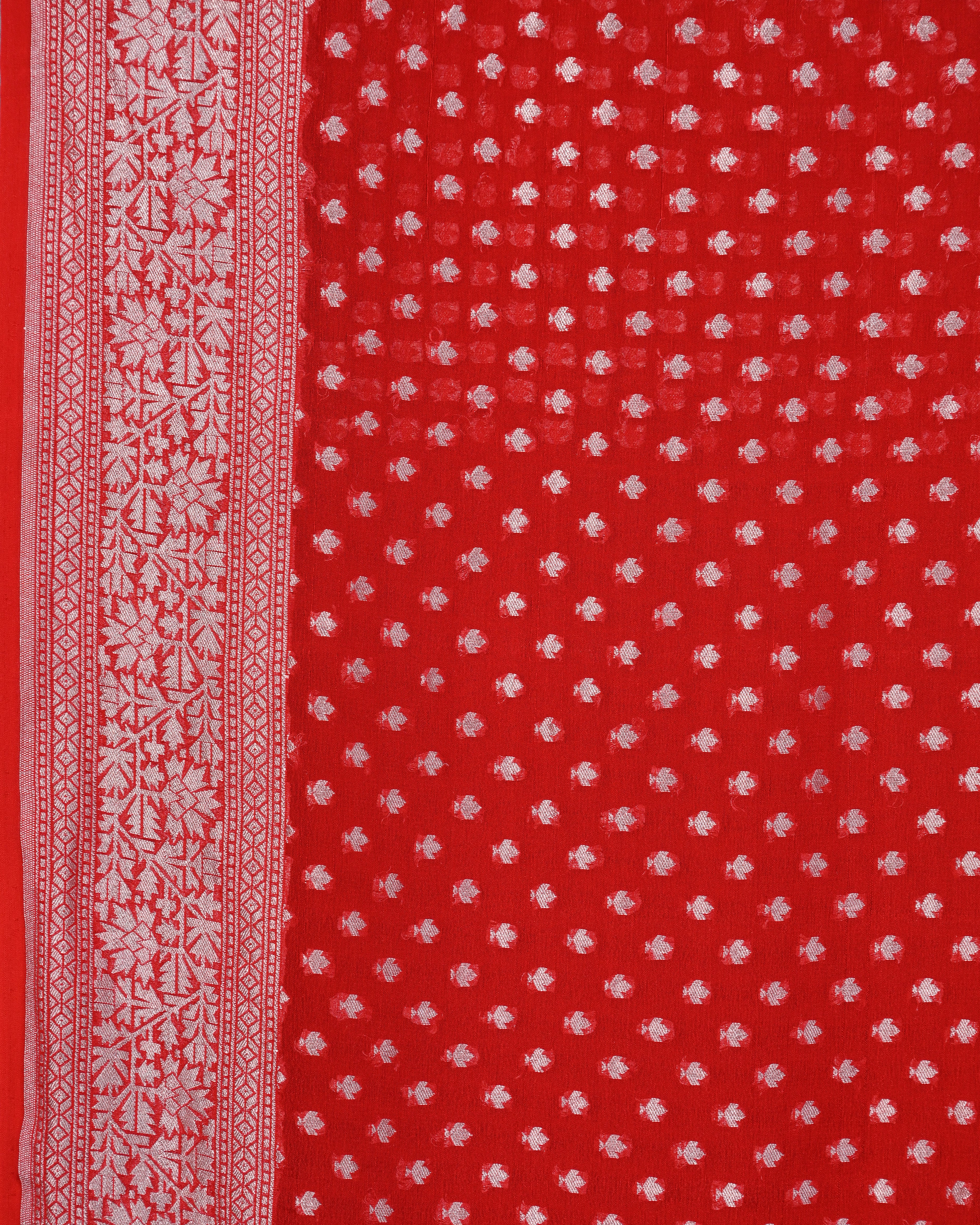 Banarasi Chiffon Red Buta Saree