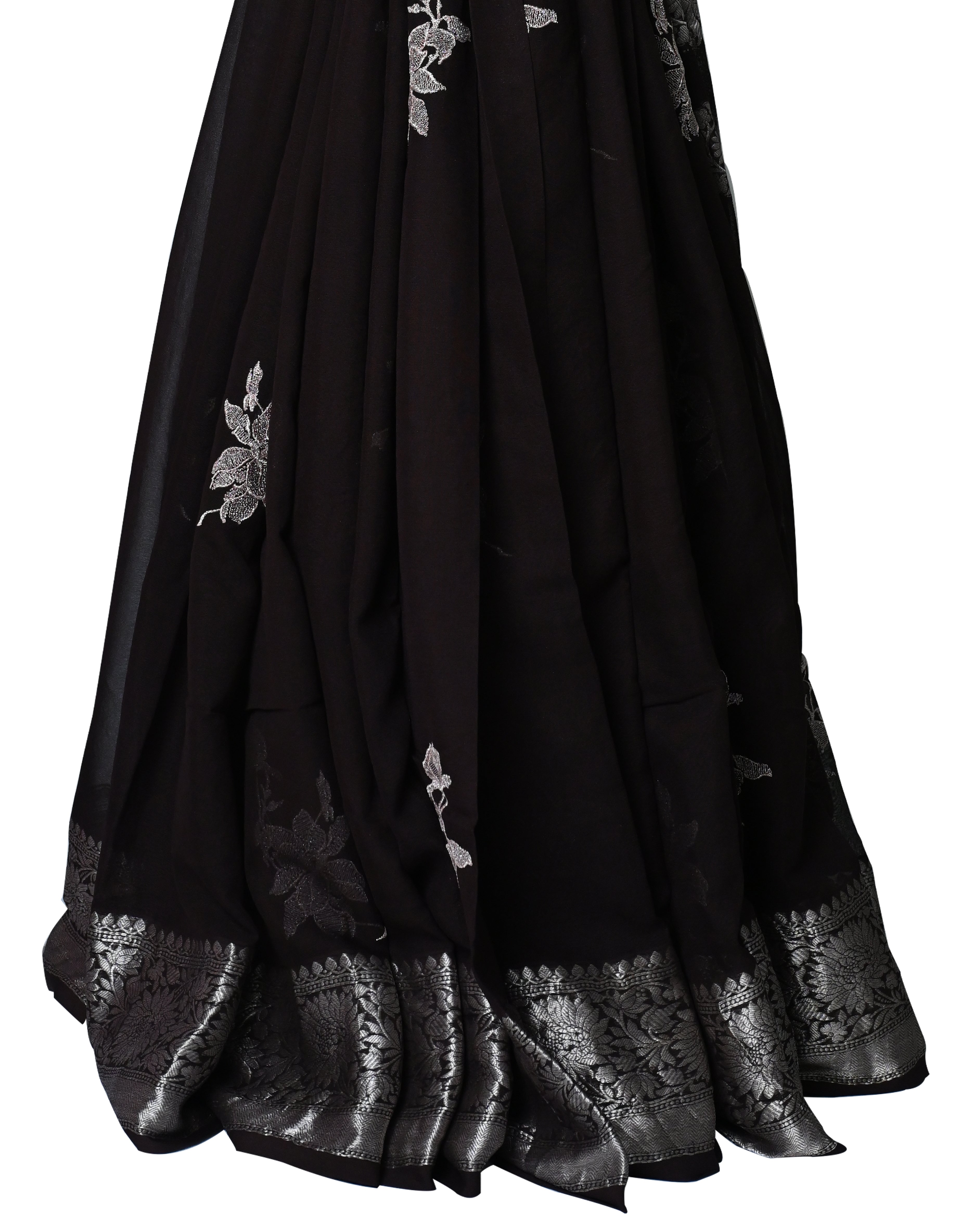 Banarasi Chiffon Brown Buta Saree