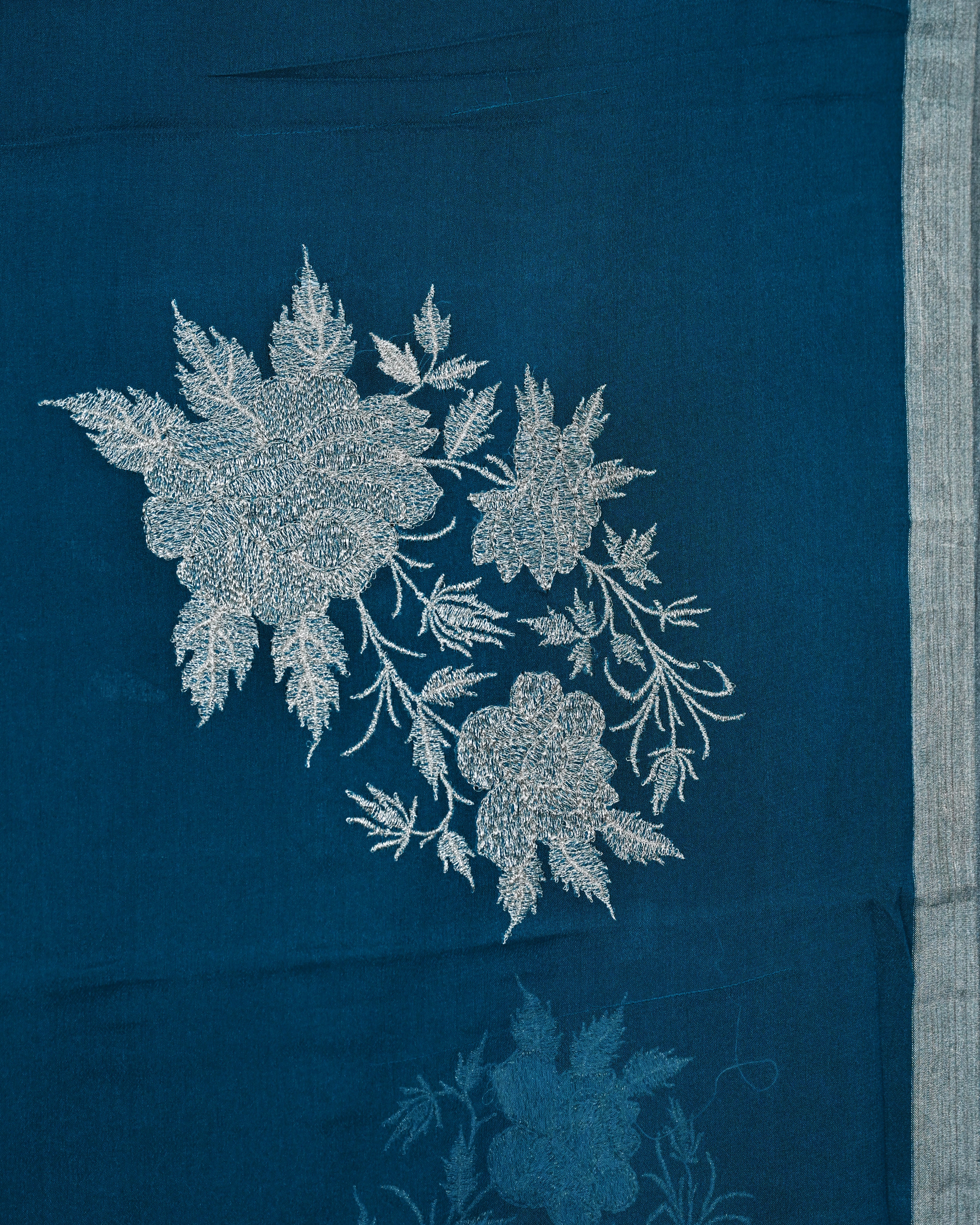 Chiffon Teal Blue Buta Saree