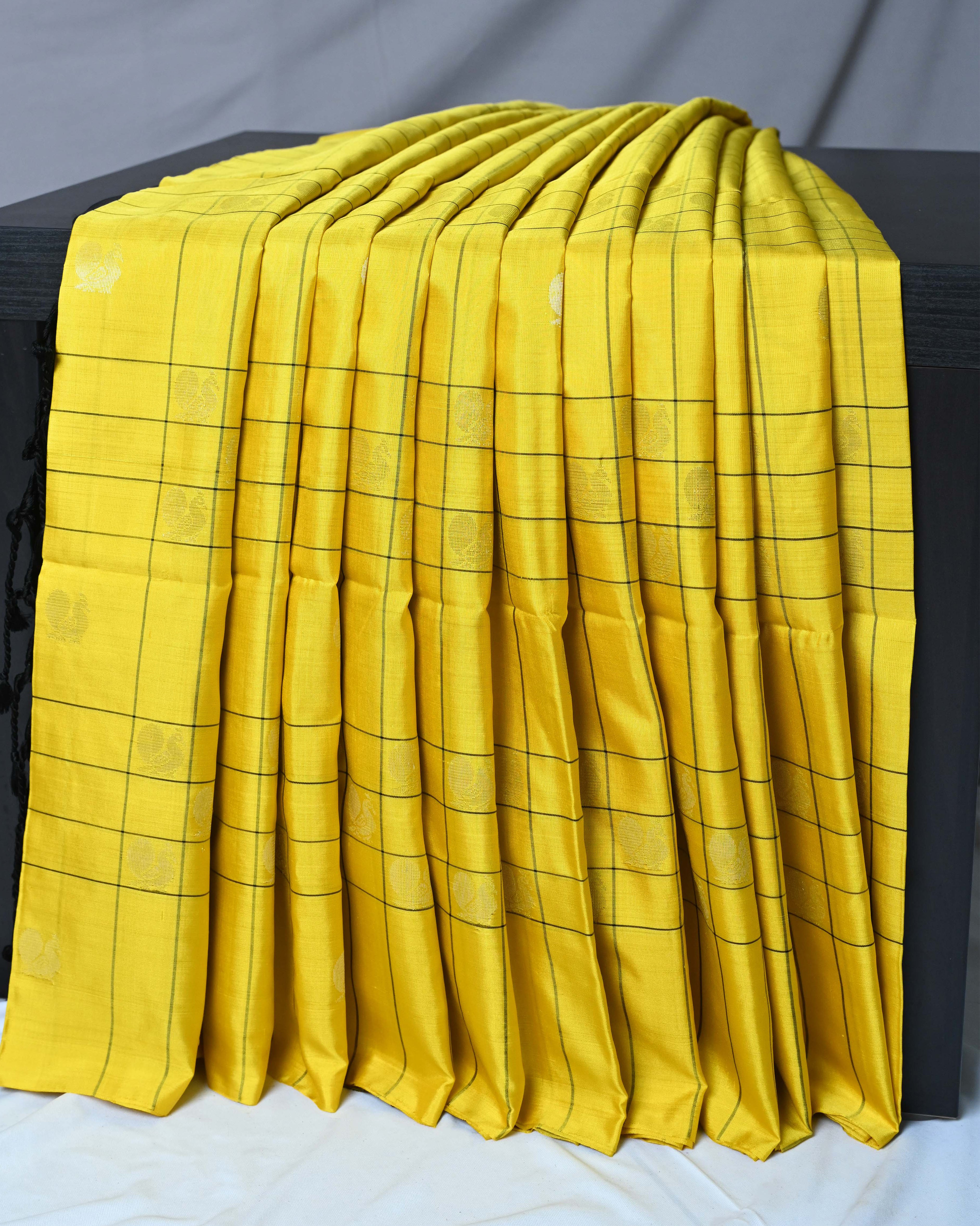 Coimbatore Soft Silk Lemon Yellow Checks Saree