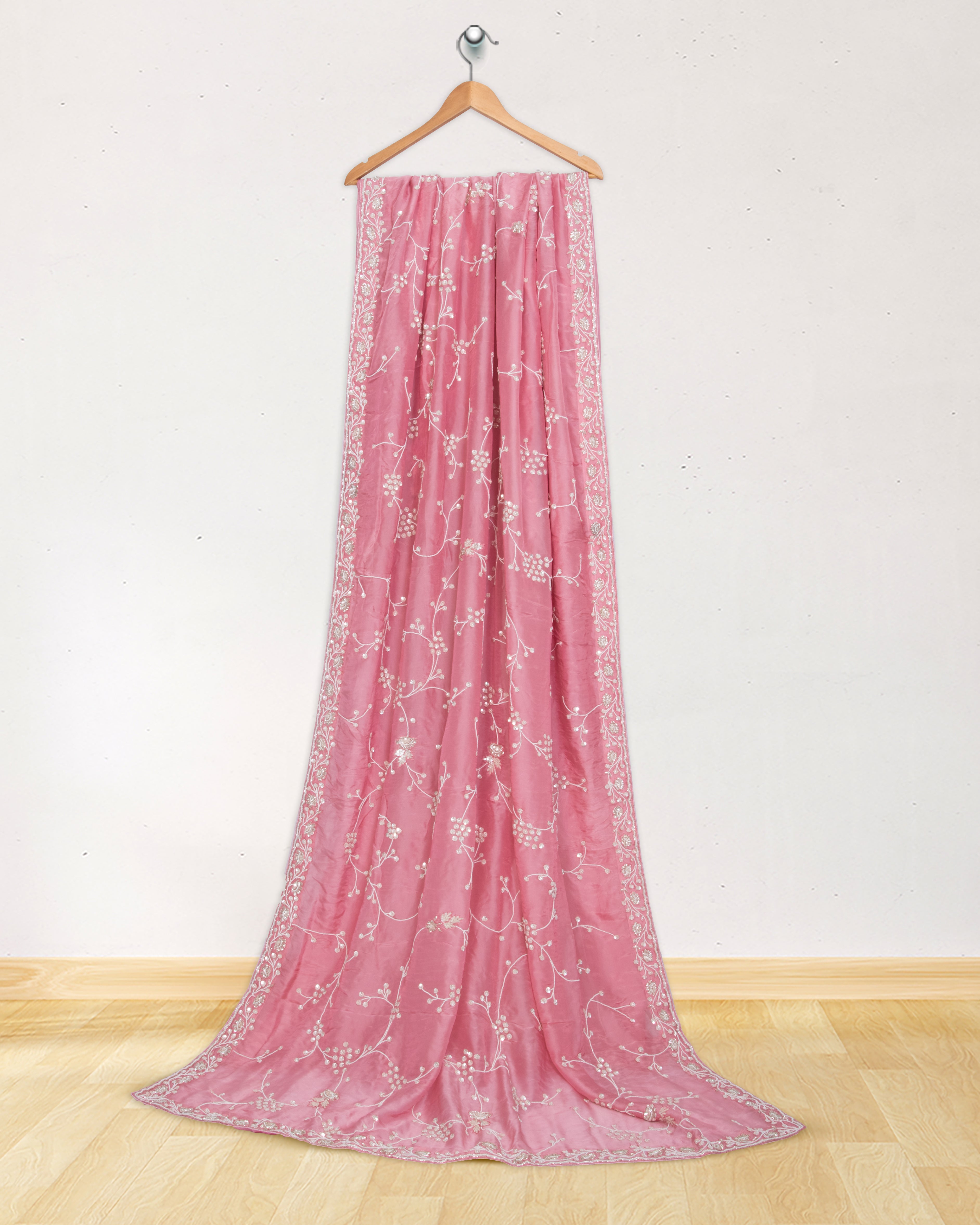 Crepe-Georgette-Onion-Pink-Pearl-Embroidery-Saree